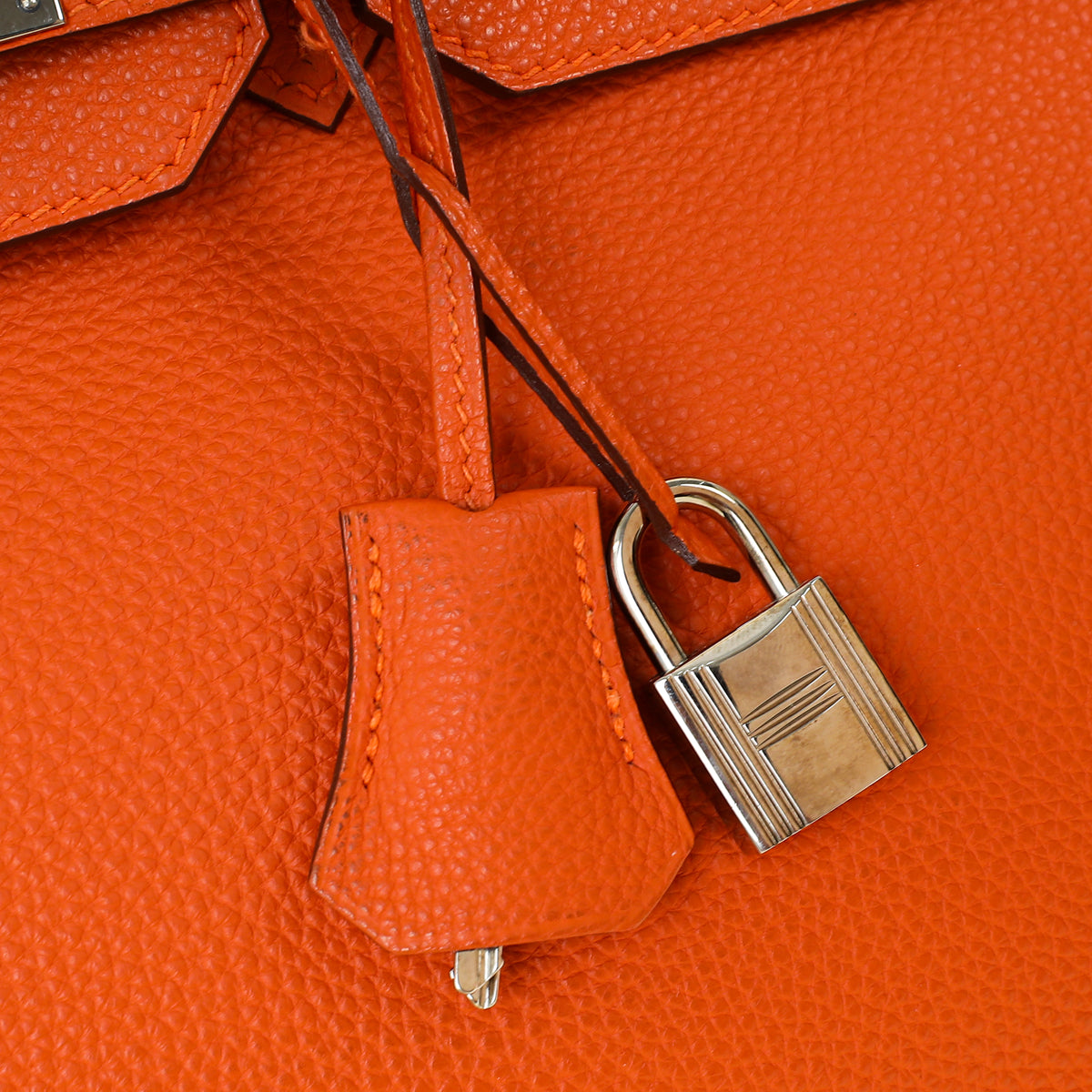 Hermes Orange Birkin 35 Evergrain Bag