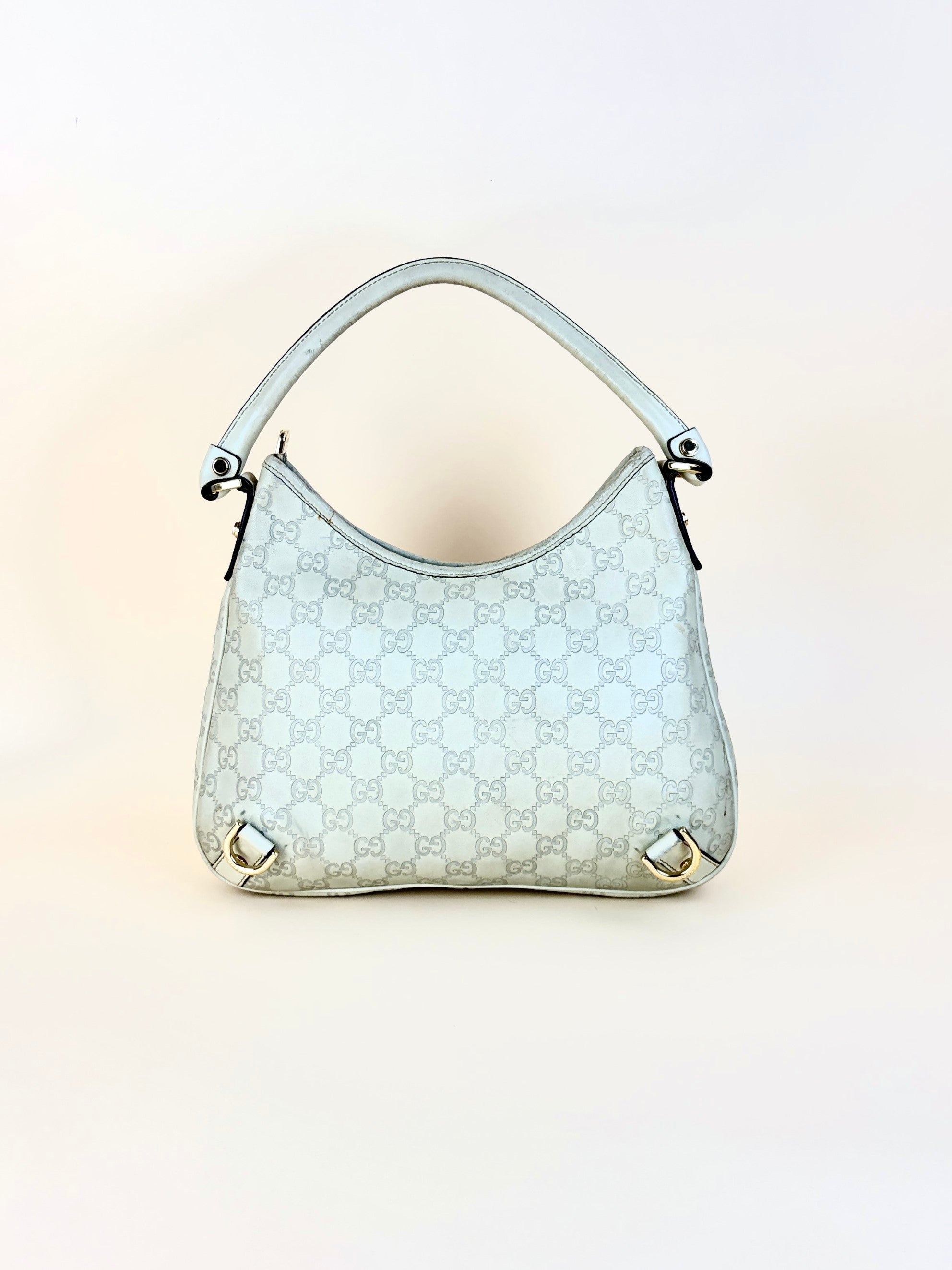 Gucci beige Gucci Sima leather abbey d-ring small hobo