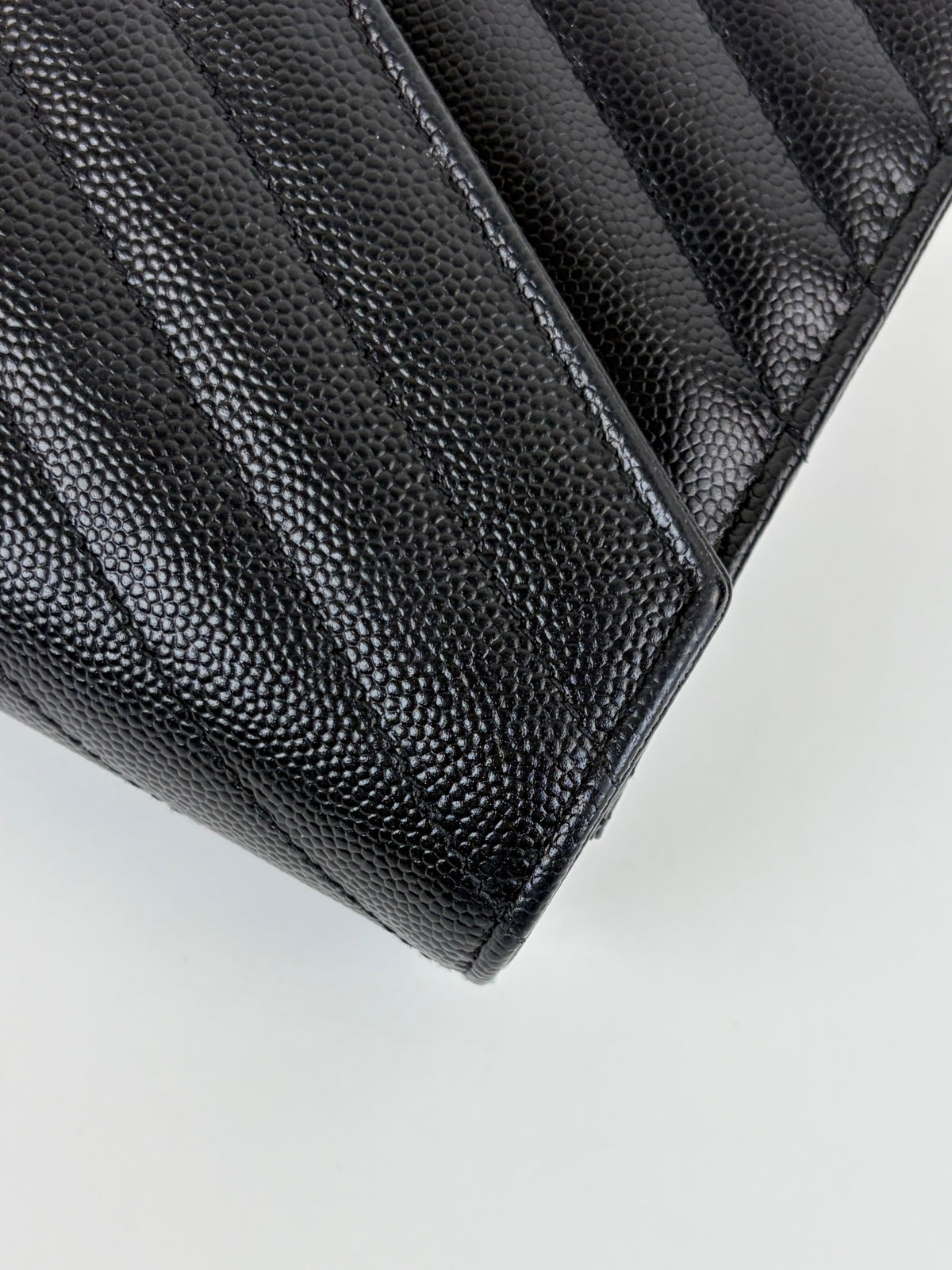 YSL black grain de Poudre leather Cassandre envelope  wallet on chain