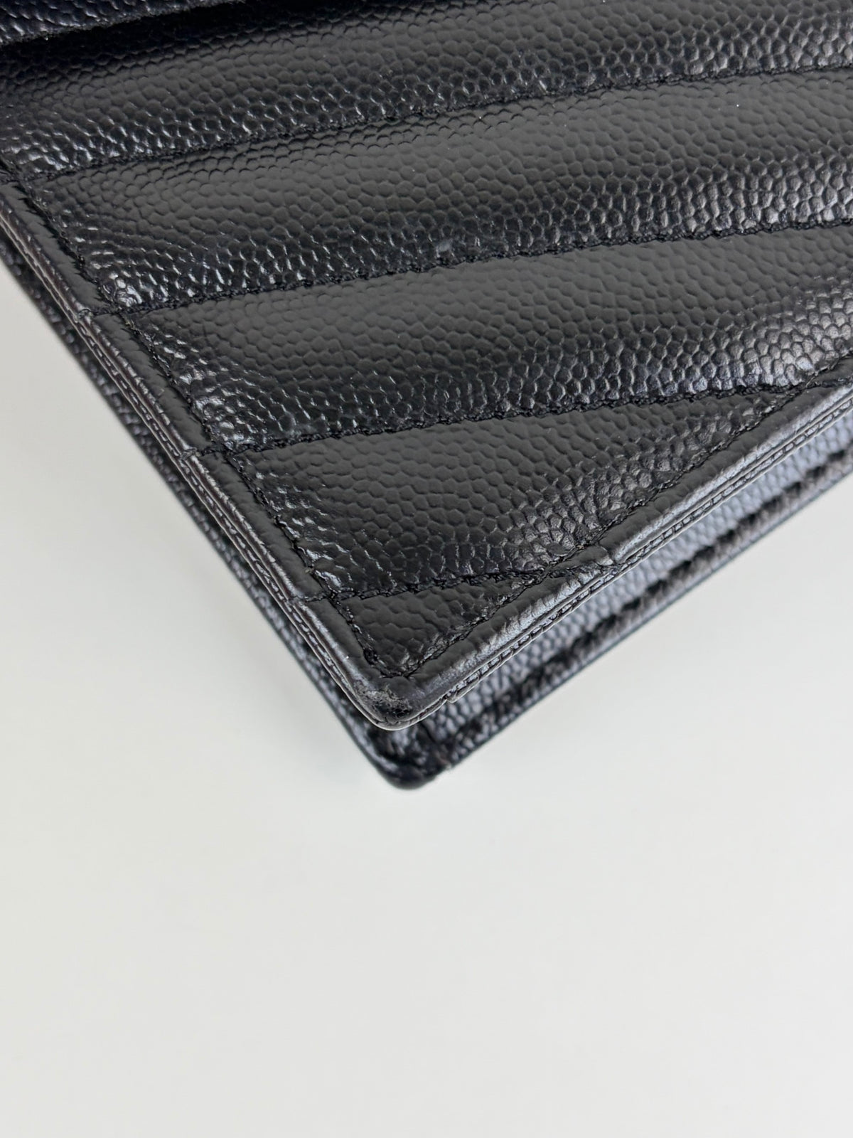 YSL black grain de Poudre leather Cassandre envelope  wallet on chain