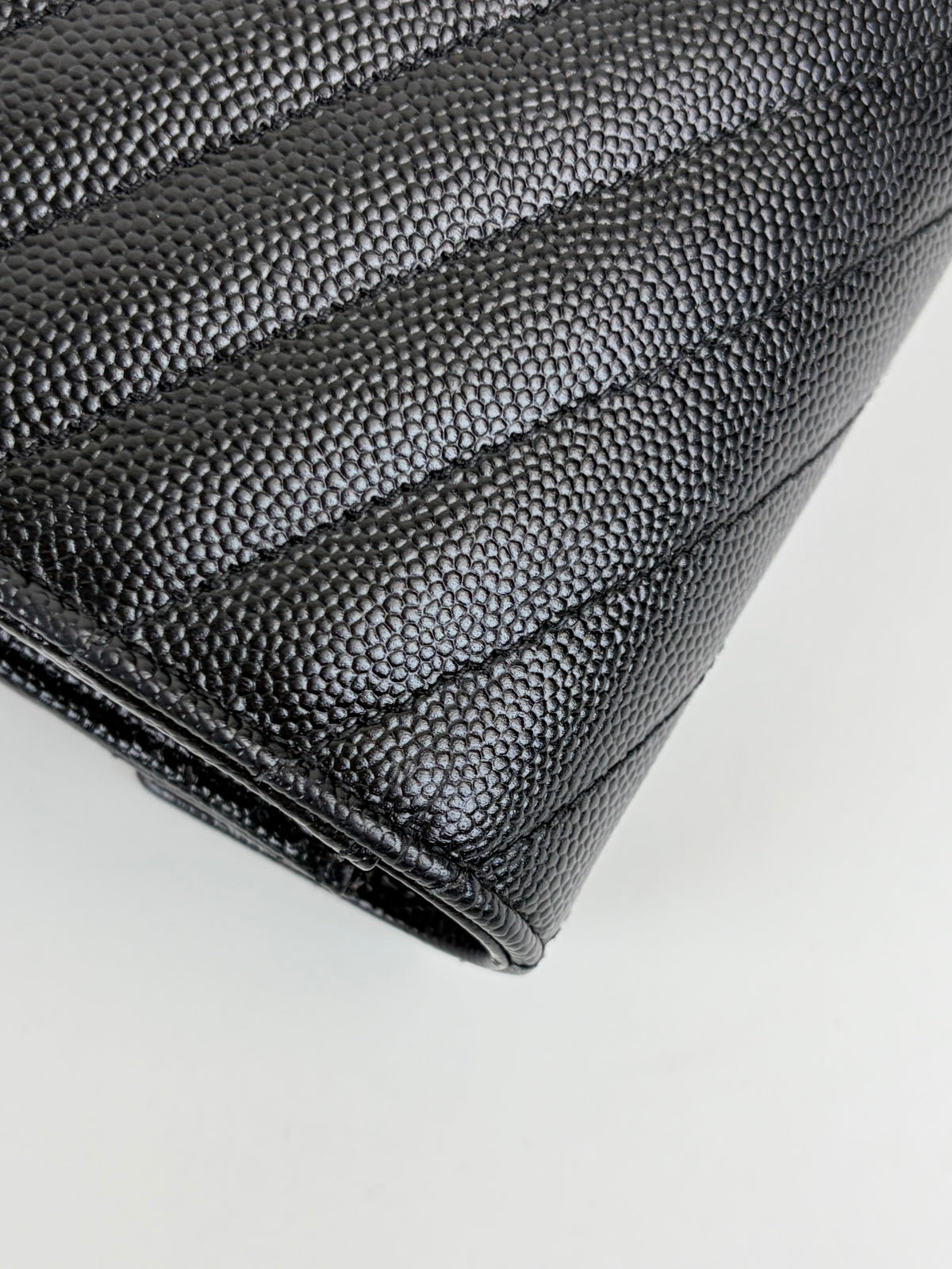 YSL black grain de Poudre leather Cassandre envelope  wallet on chain