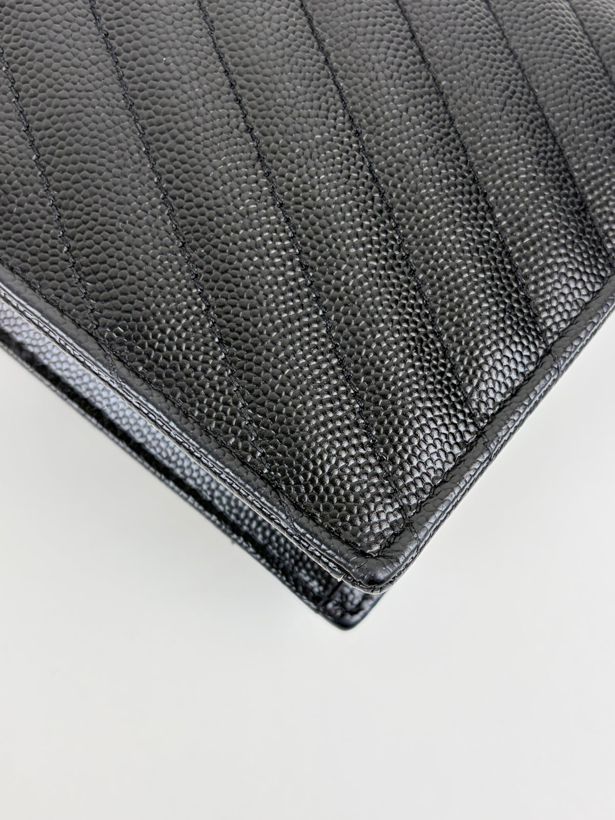 YSL black grain de Poudre leather Cassandre envelope  wallet on chain