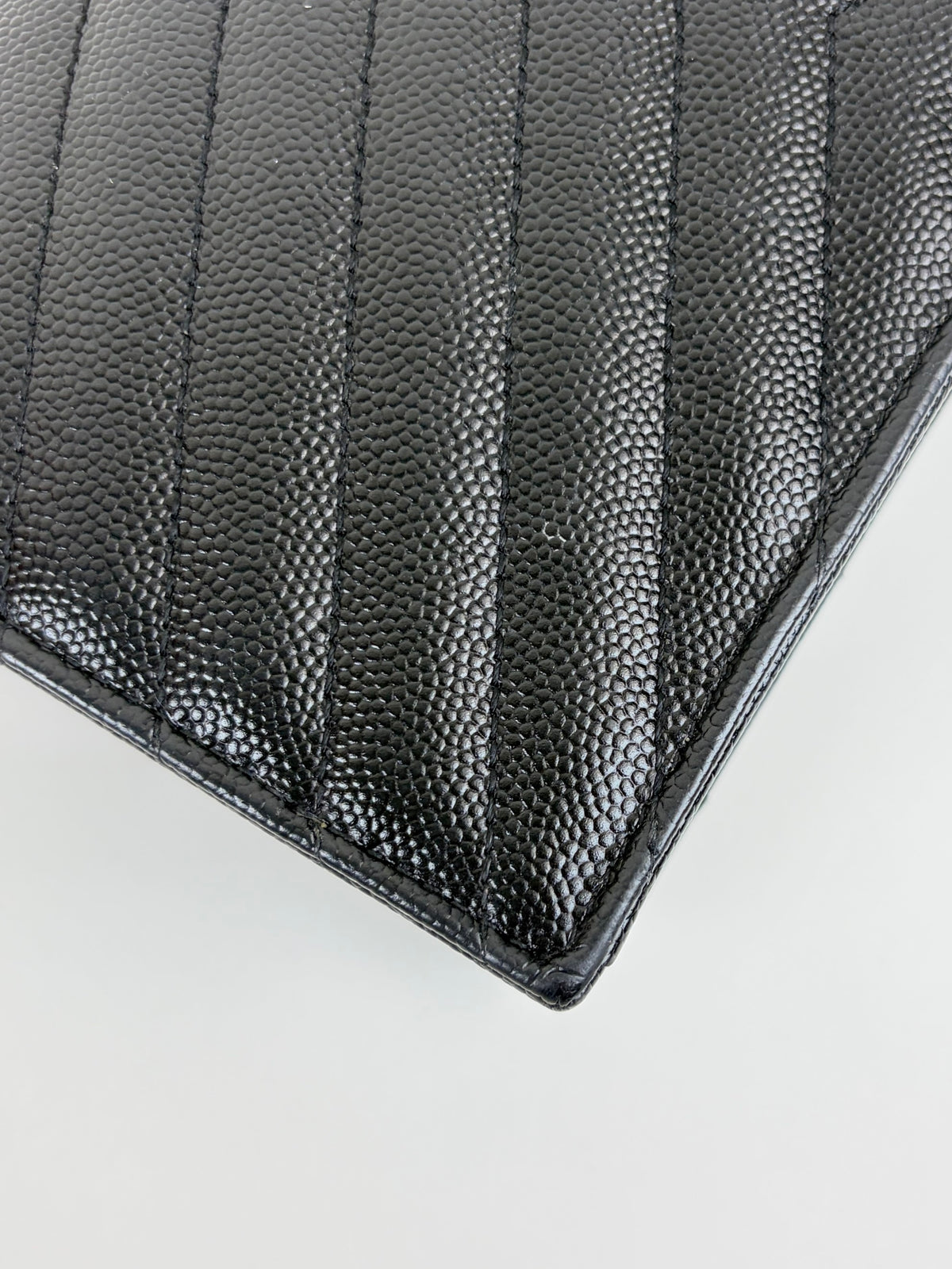 YSL black grain de Poudre leather Cassandre envelope  wallet on chain