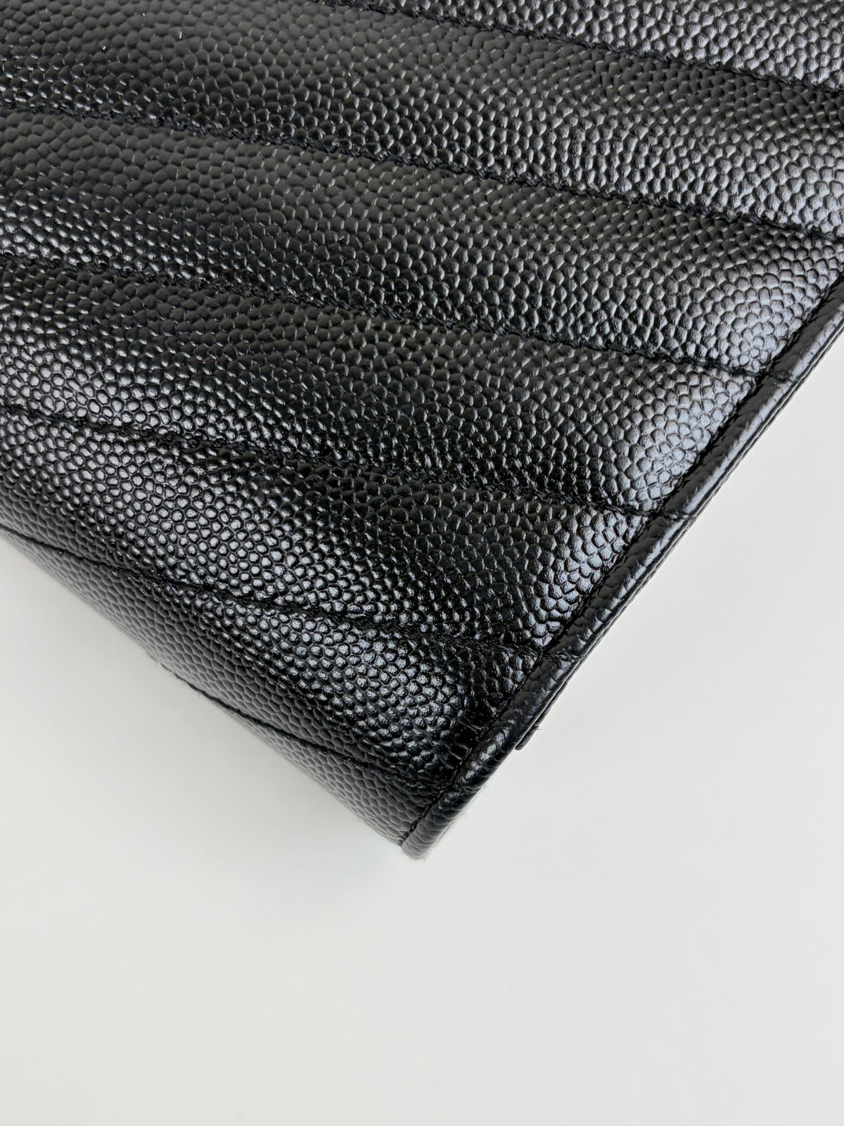 YSL black grain de Poudre leather Cassandre envelope  wallet on chain