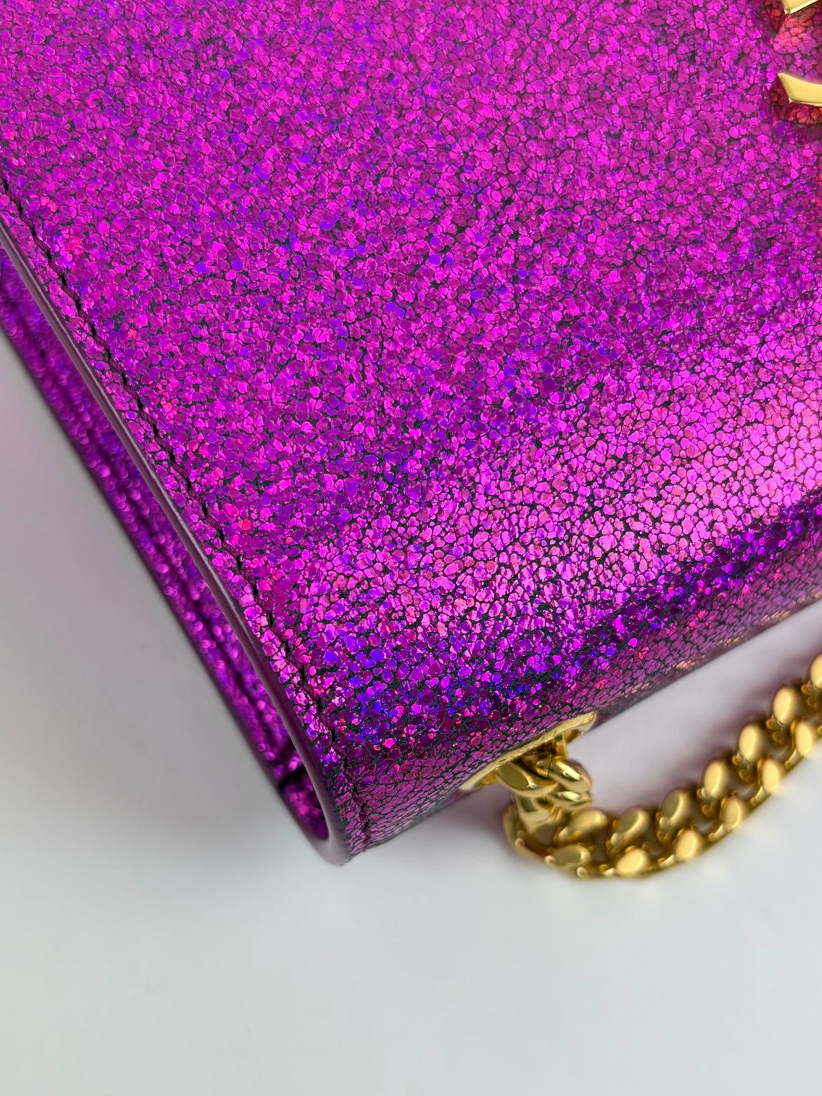 YSL pink glitter leather Kate small