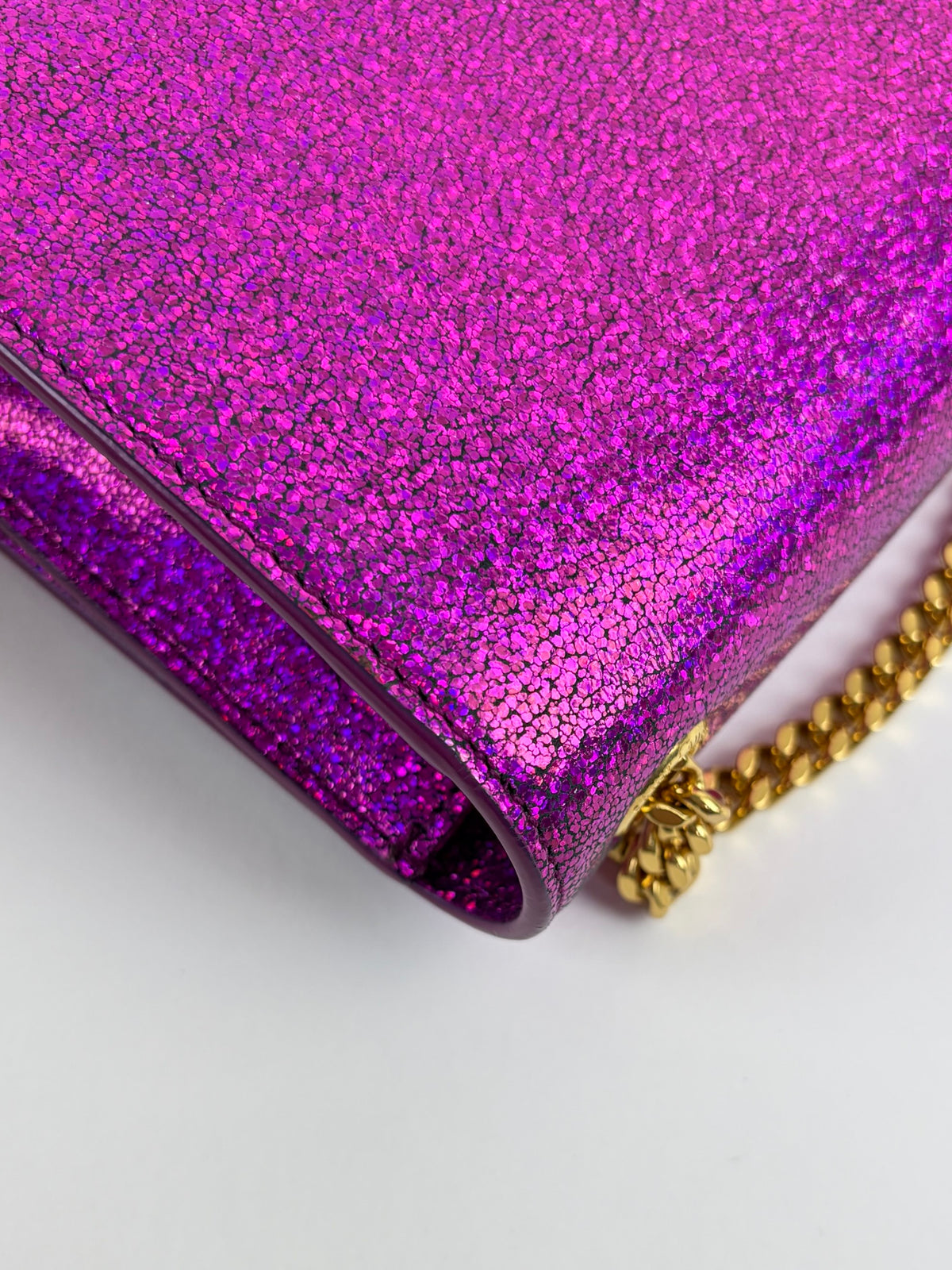 YSL pink glitter leather Kate small