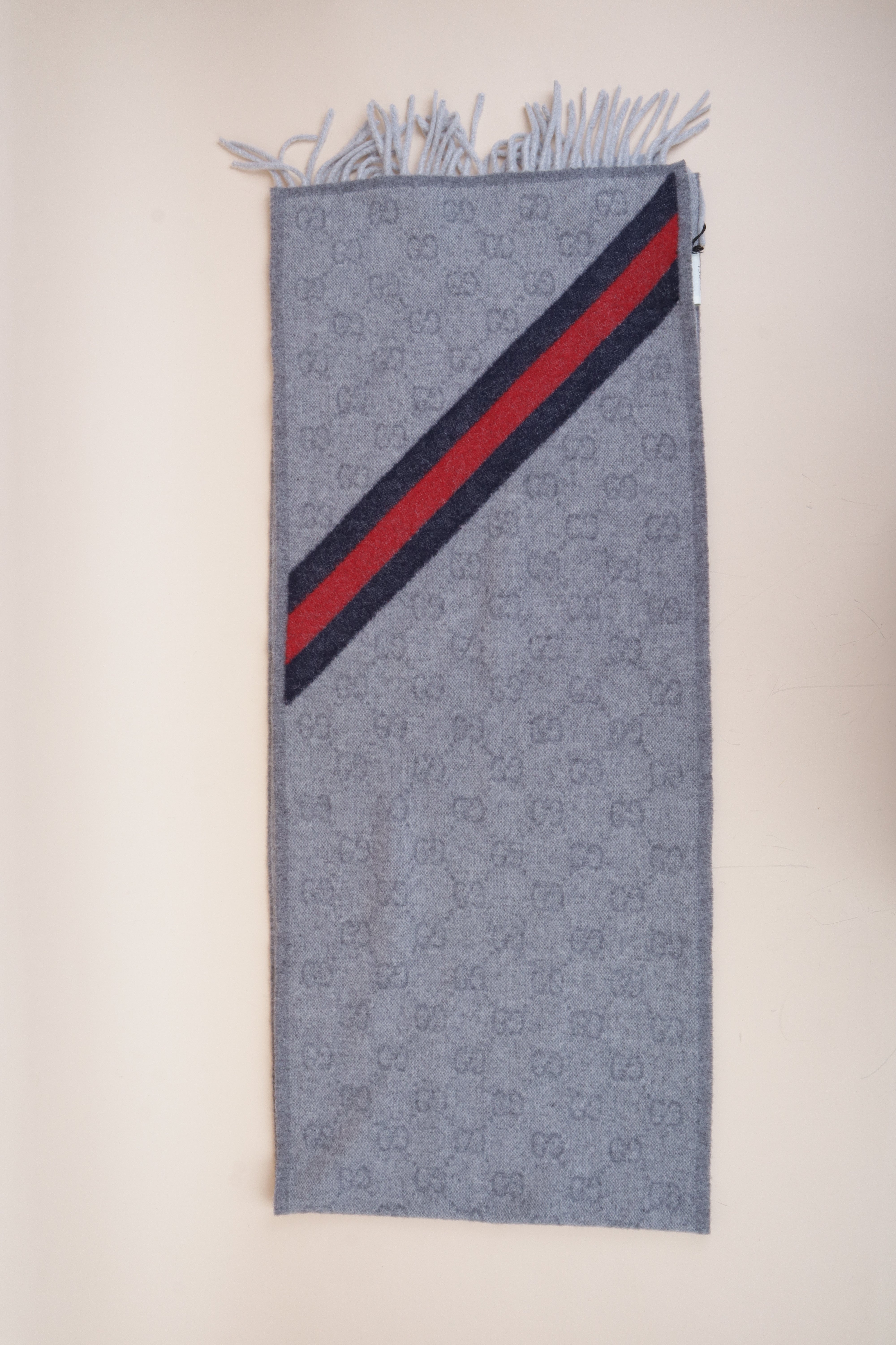 Gucci Bicolor Nikky Web Fringe Wool Scarf