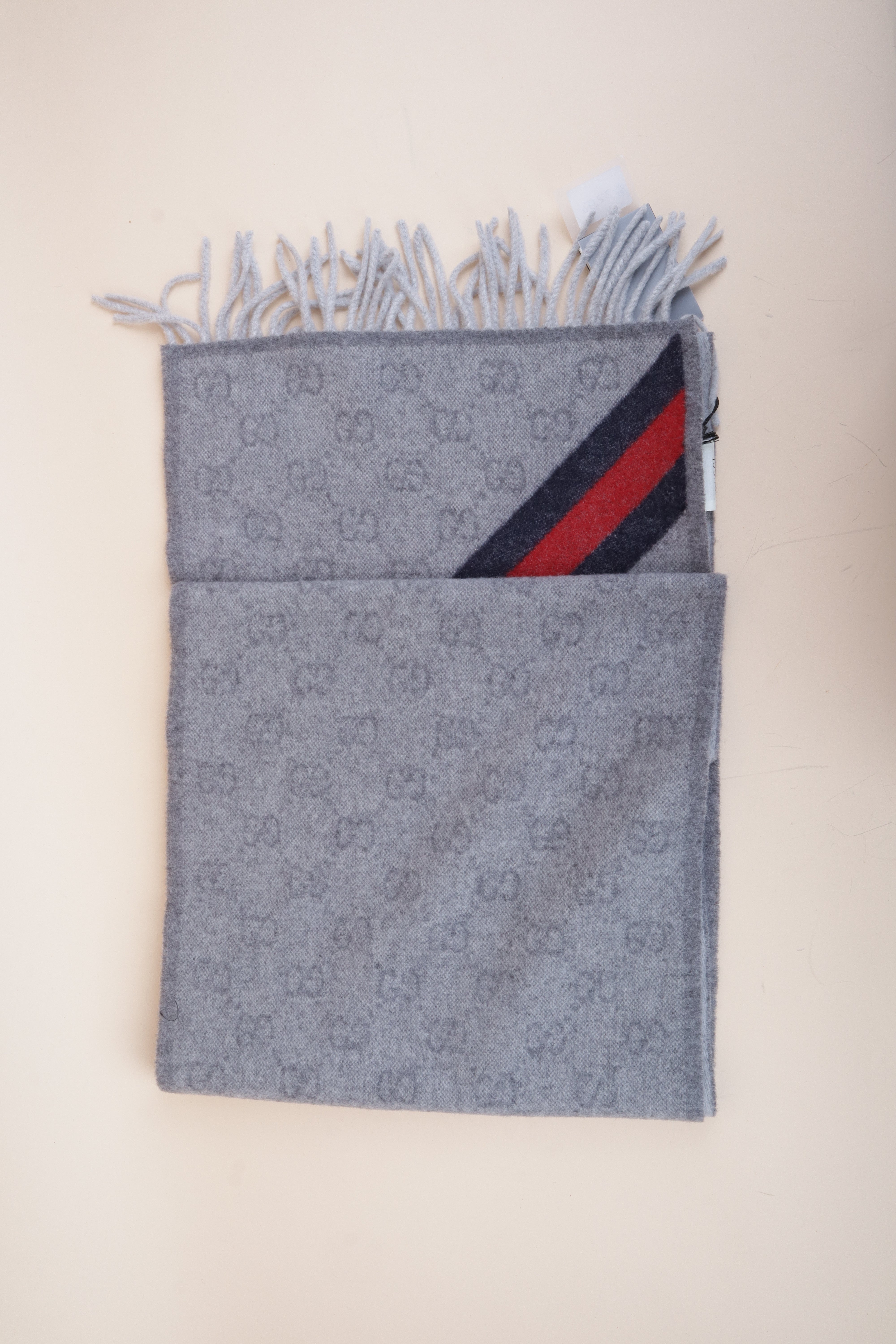 Gucci Bicolor Nikky Web Fringe Wool Scarf