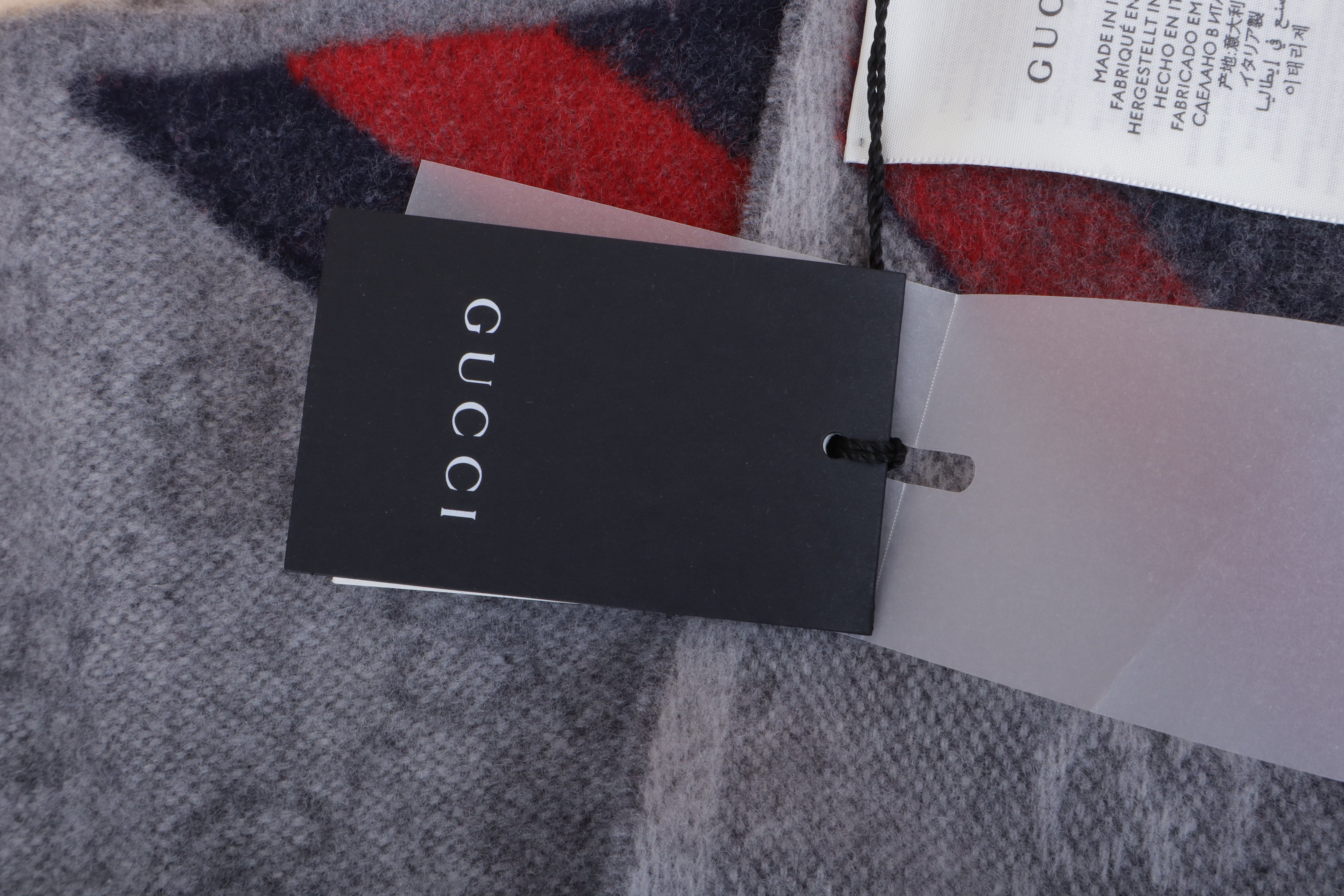Gucci Bicolor Nikky Web Fringe Wool Scarf