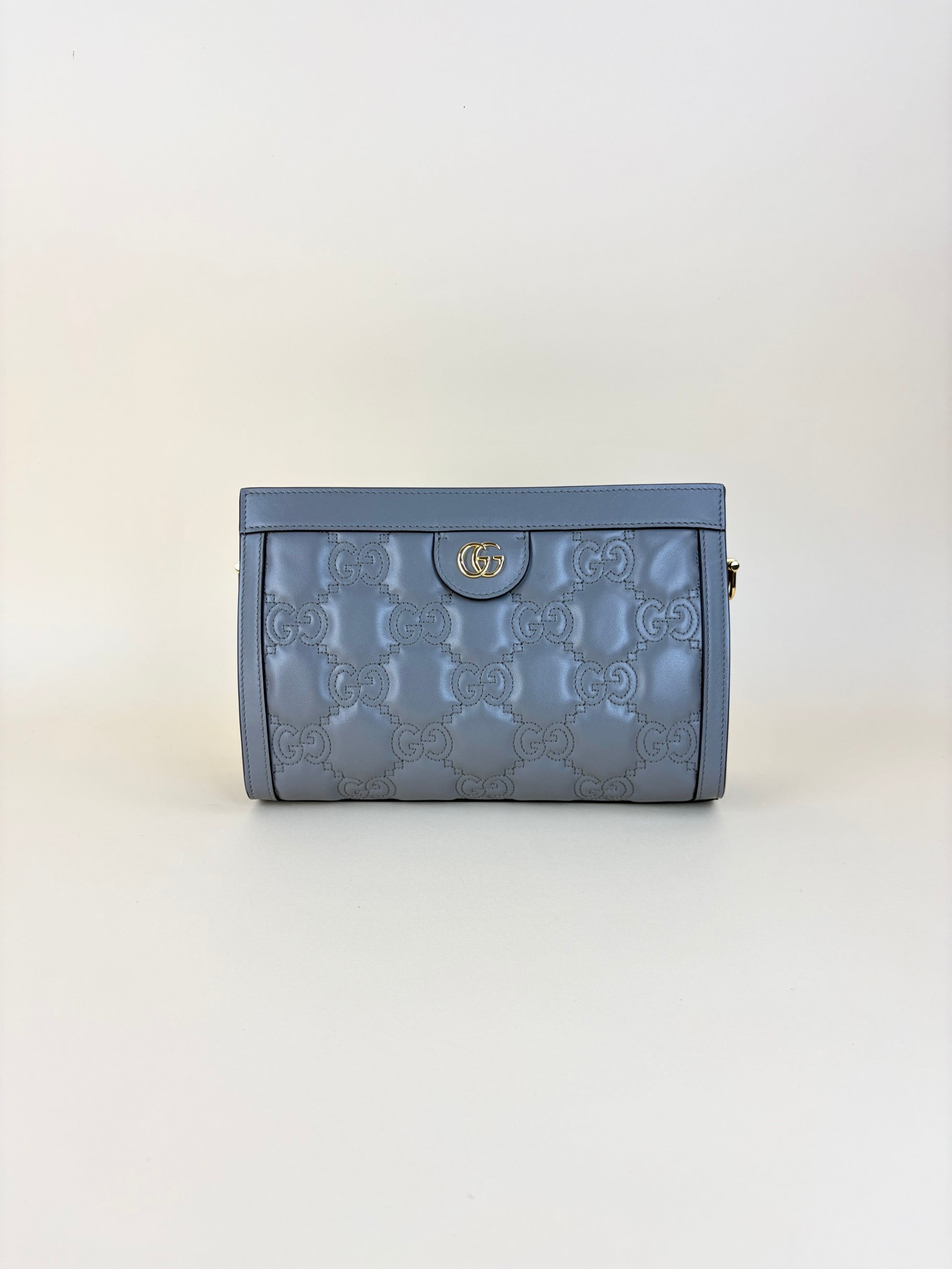 Gucci dusty grey natural calfskin gg matelassé small