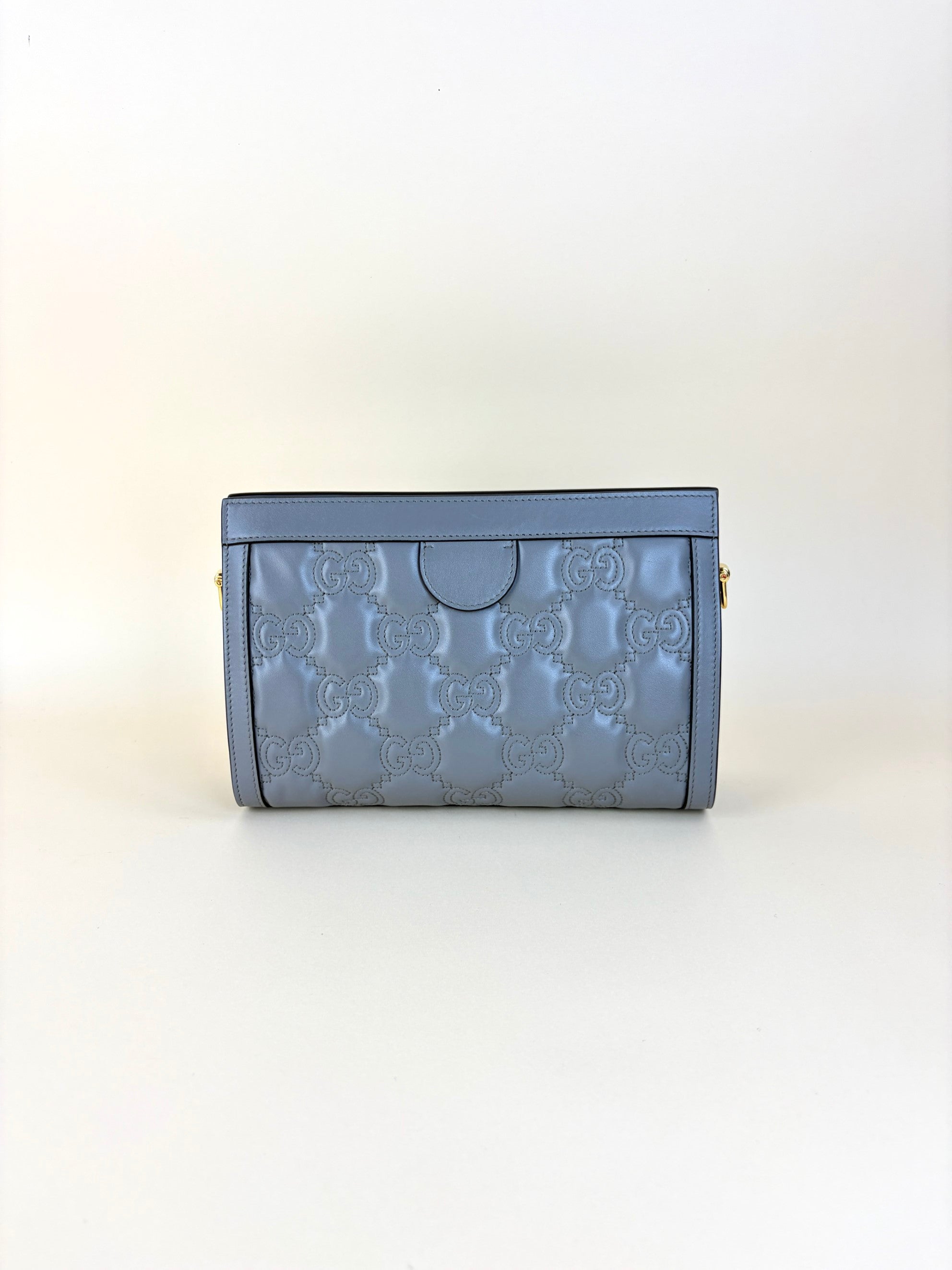 Gucci dusty grey natural calfskin gg matelassé small