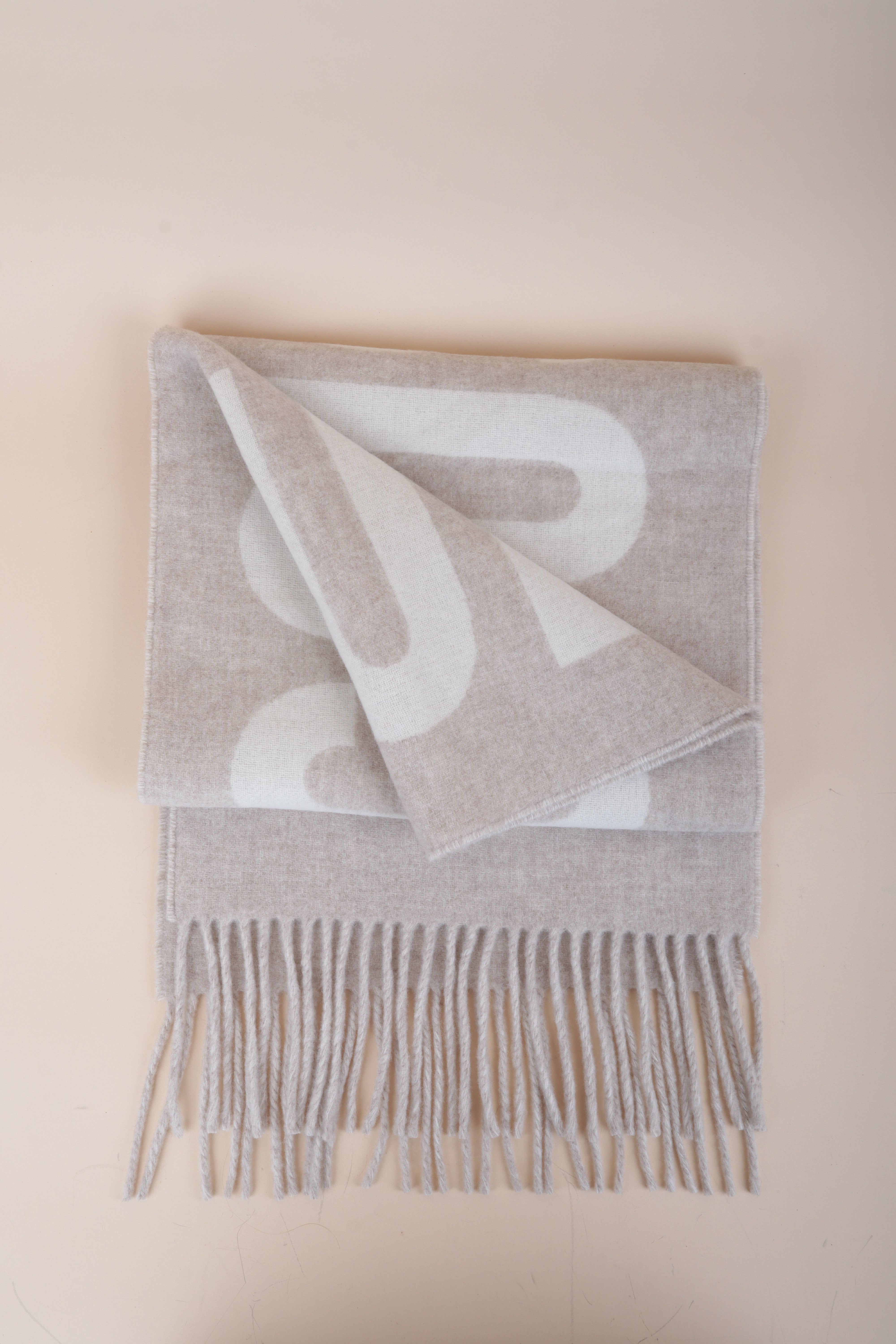 Jacquemus Bicolor Fringe Logo Wool Scarf