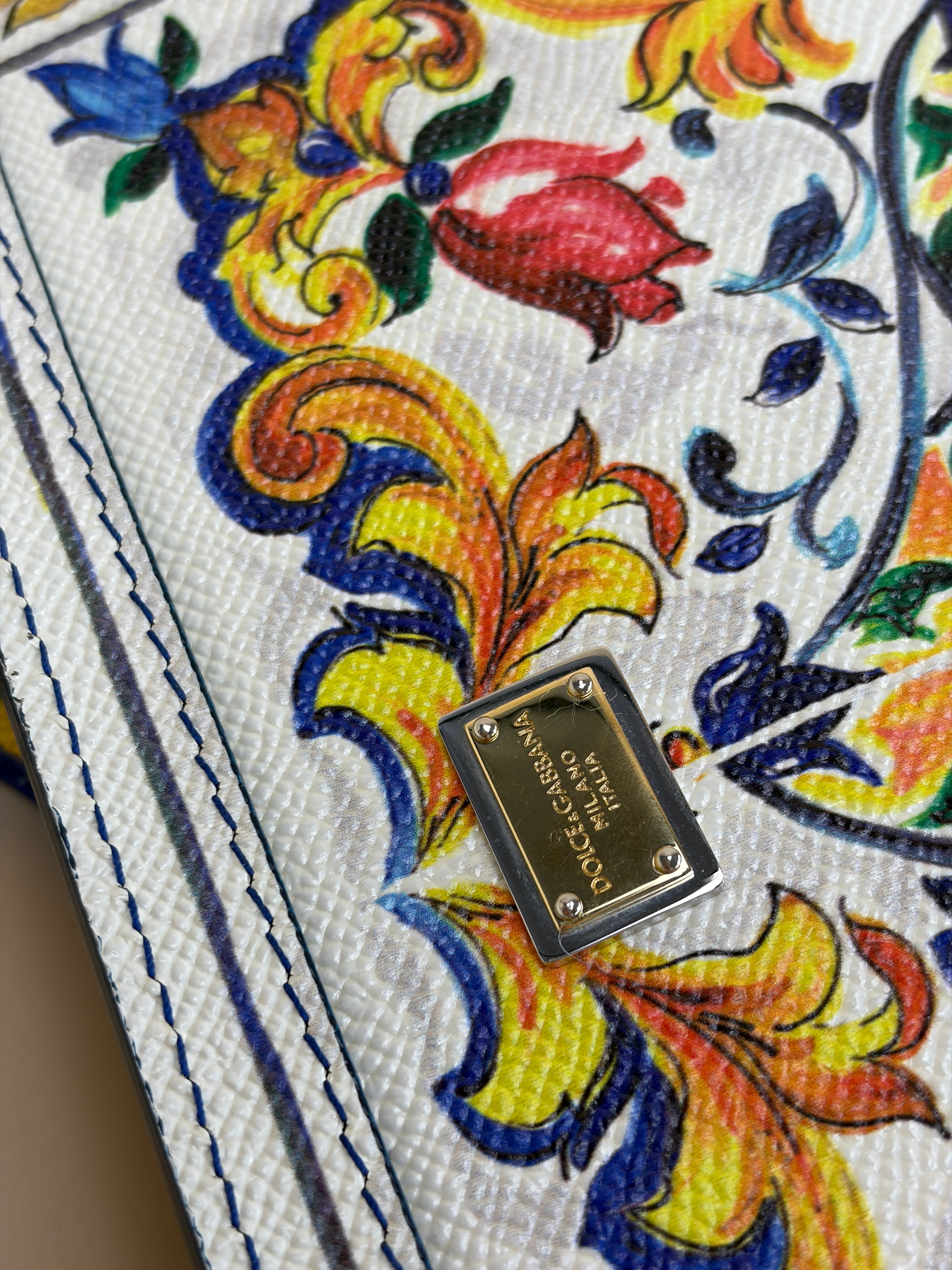 Dolce & Gabbana Multicolor Dauphine Large Sicily Majolica with Strap