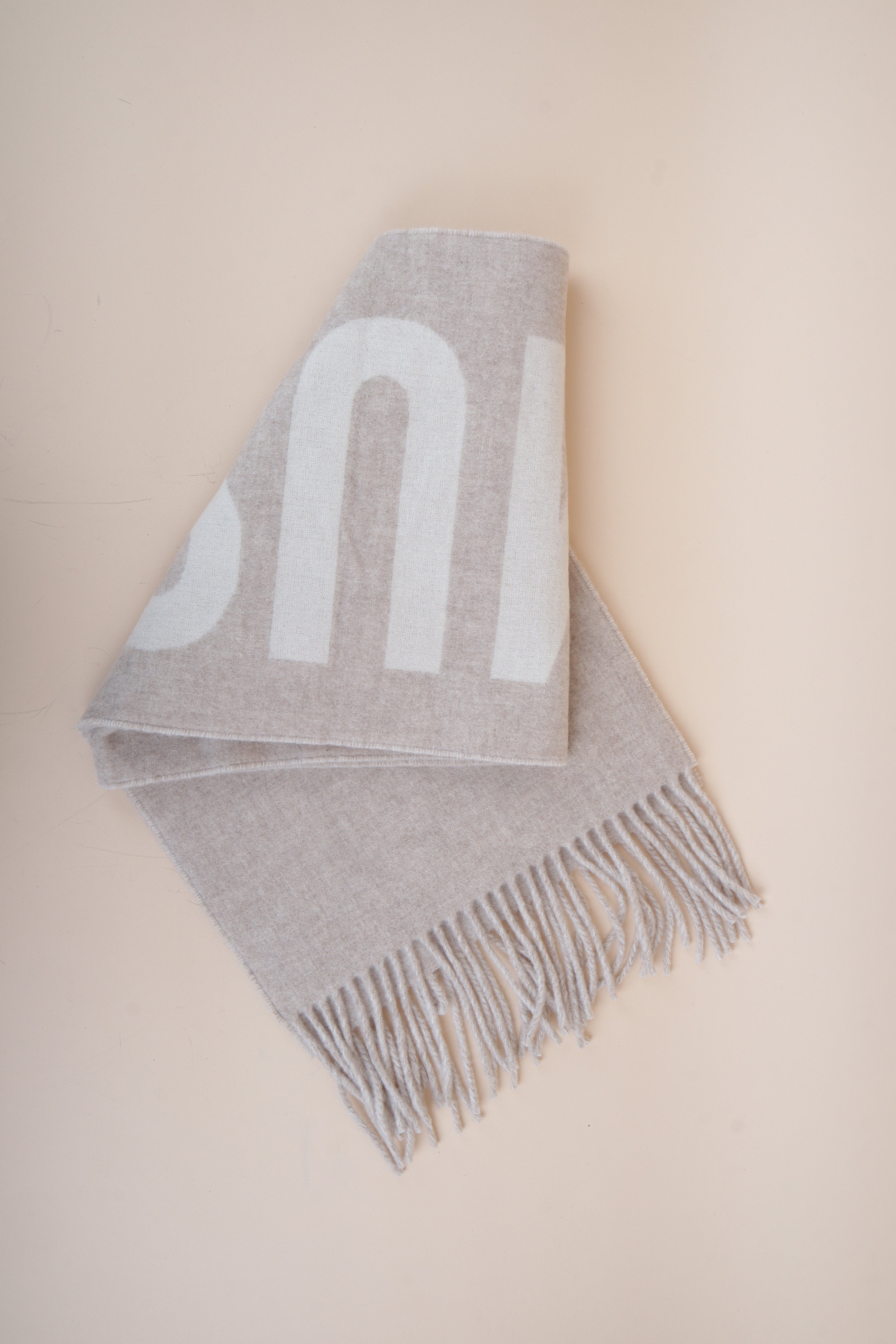 Jacquemus Bicolor Fringe Logo Wool Scarf