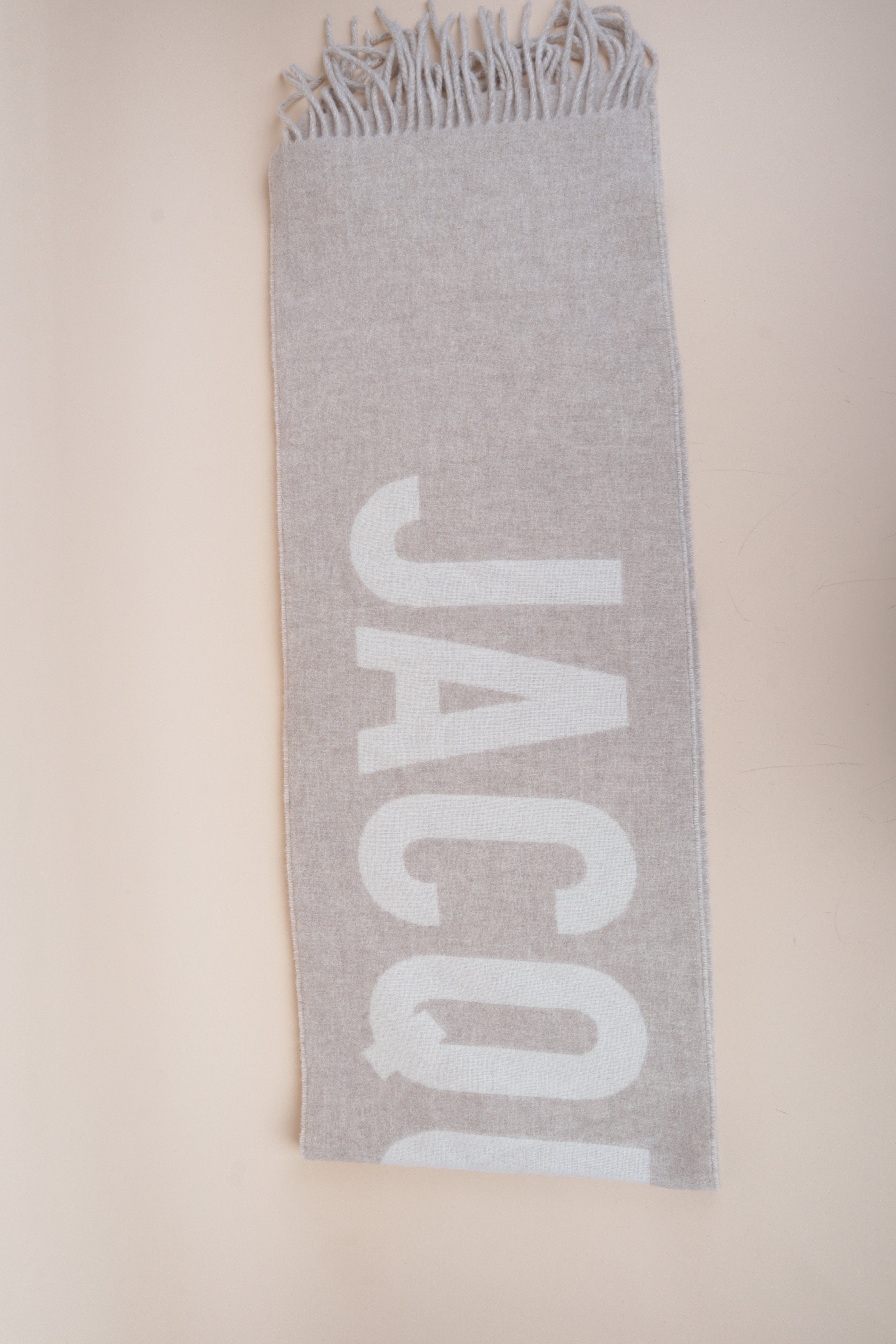 Jacquemus Bicolor Fringe Logo Wool Scarf
