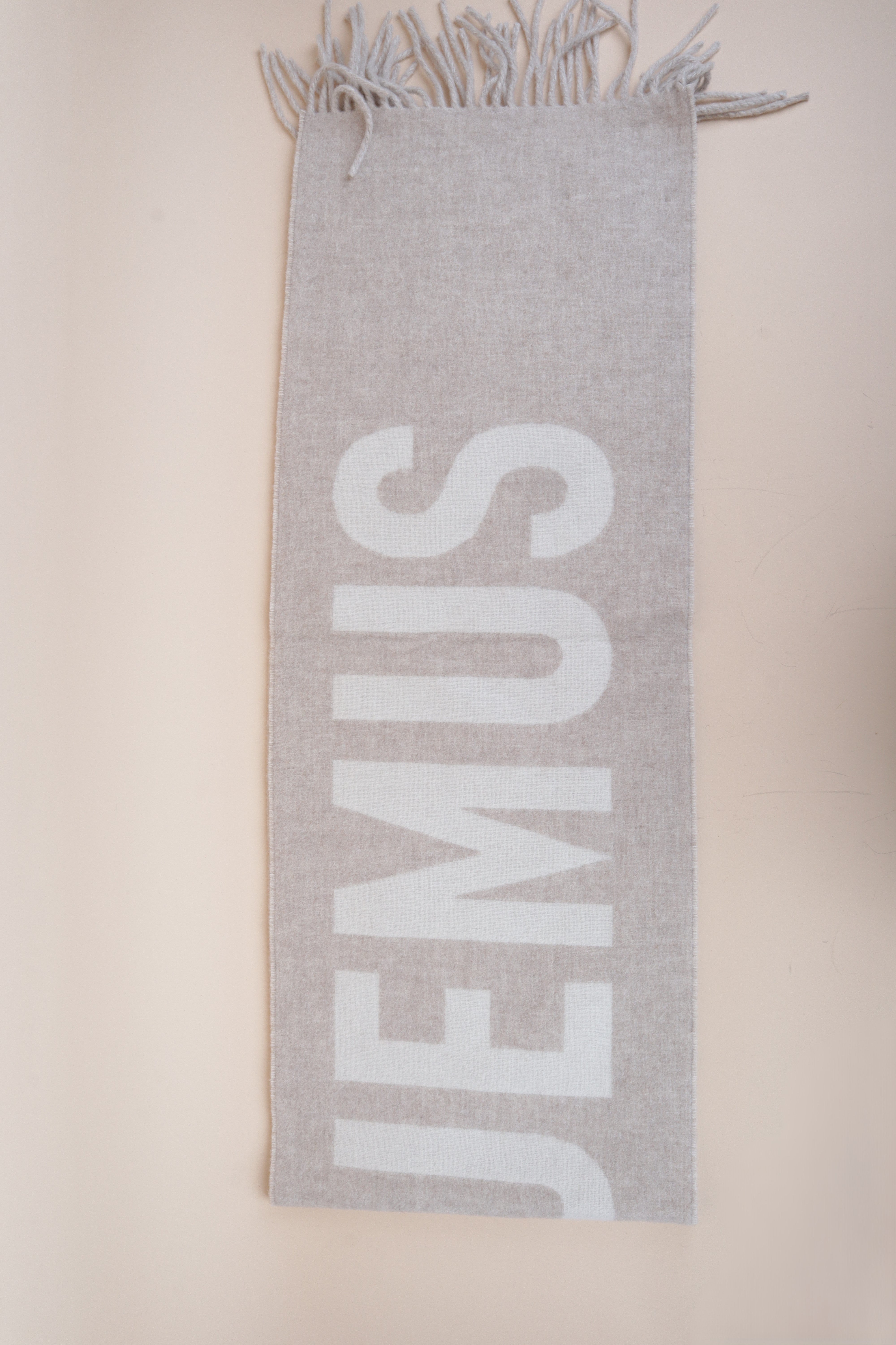 Jacquemus Bicolor Fringe Logo Wool Scarf