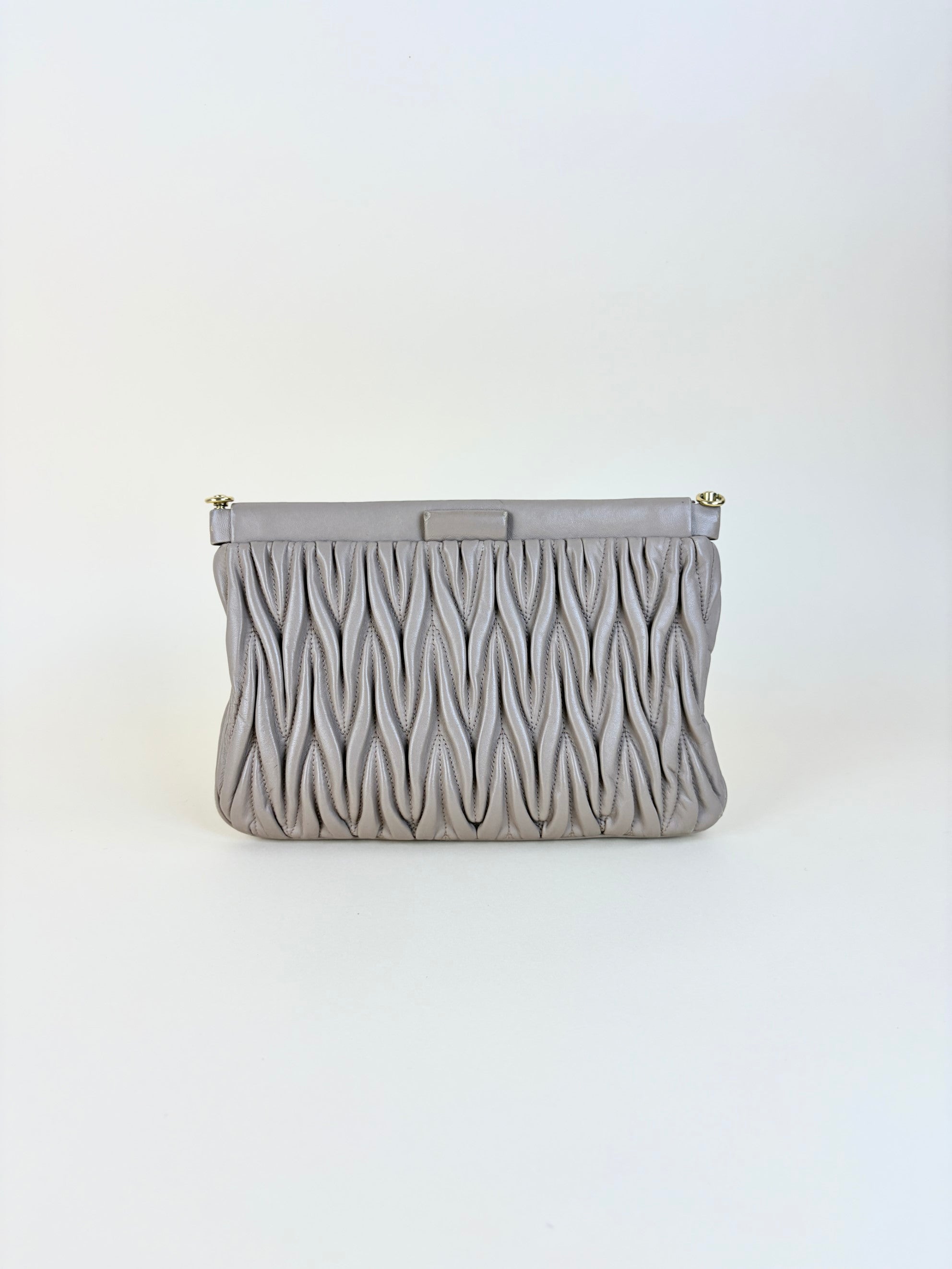 Miu Miu pink nude Matelasse Chain Clutch Bag