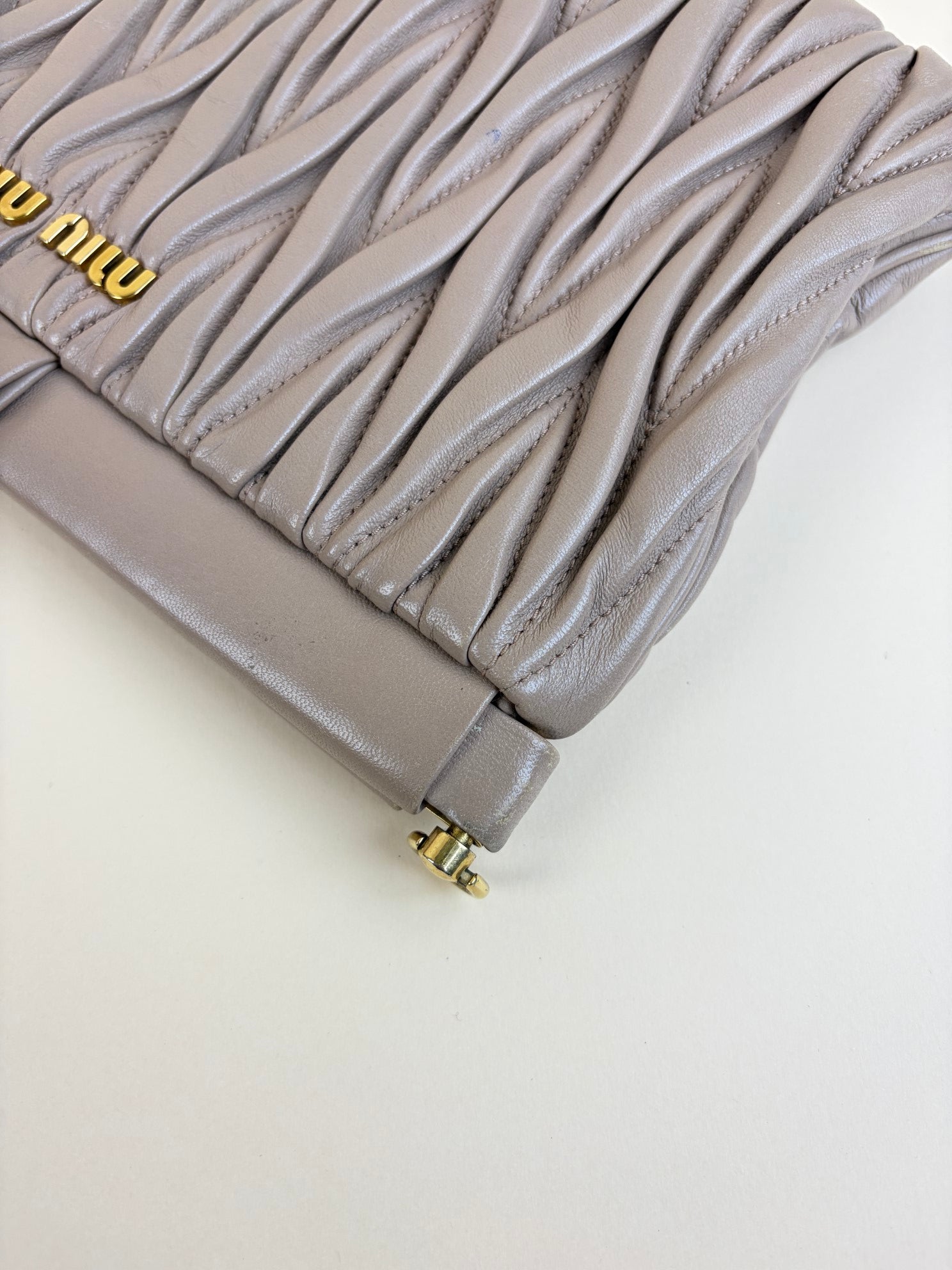 Miu Miu pink nude Matelasse Chain Clutch Bag