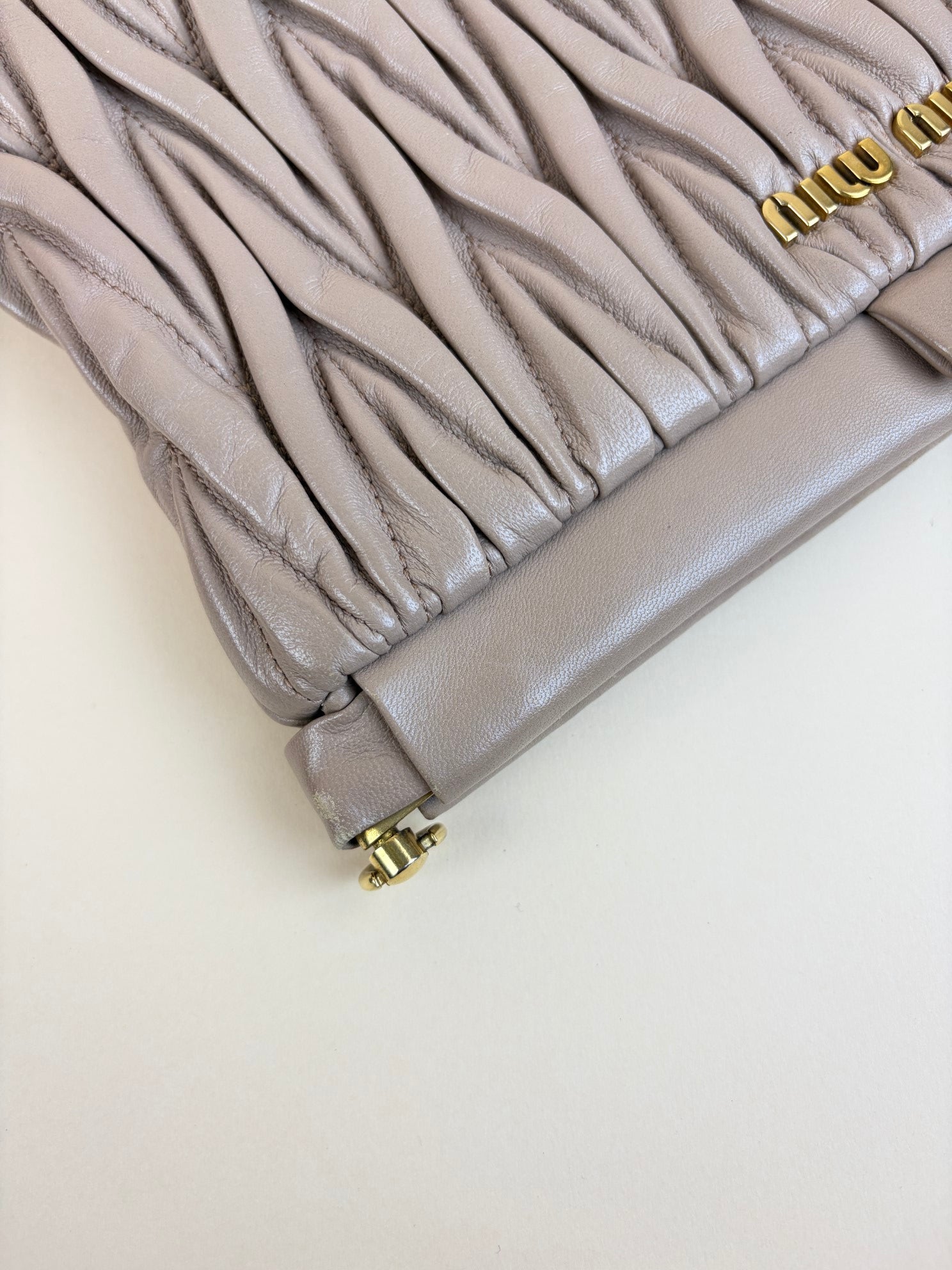 Miu Miu pink nude Matelasse Chain Clutch Bag