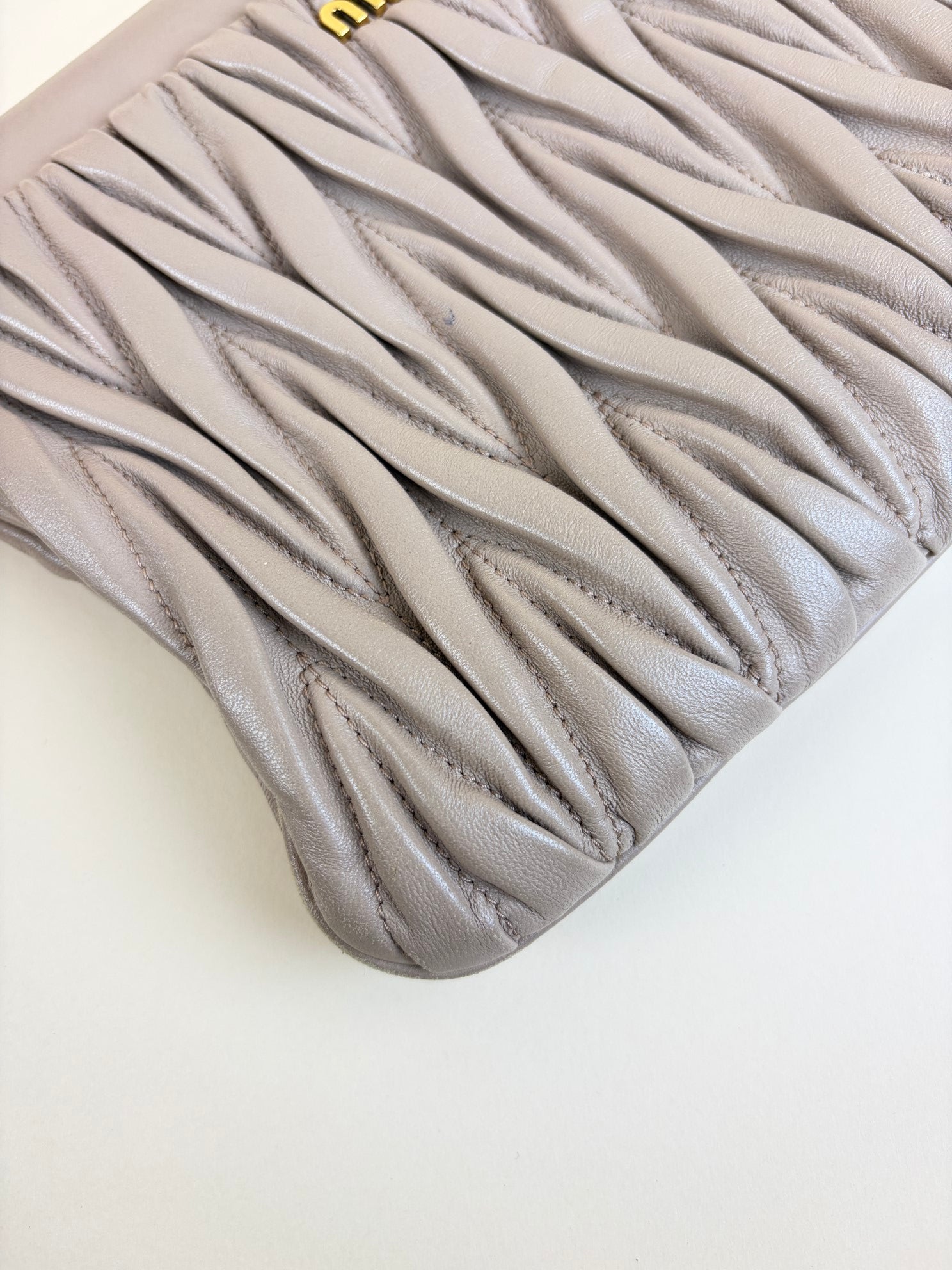 Miu Miu pink nude Matelasse Chain Clutch Bag
