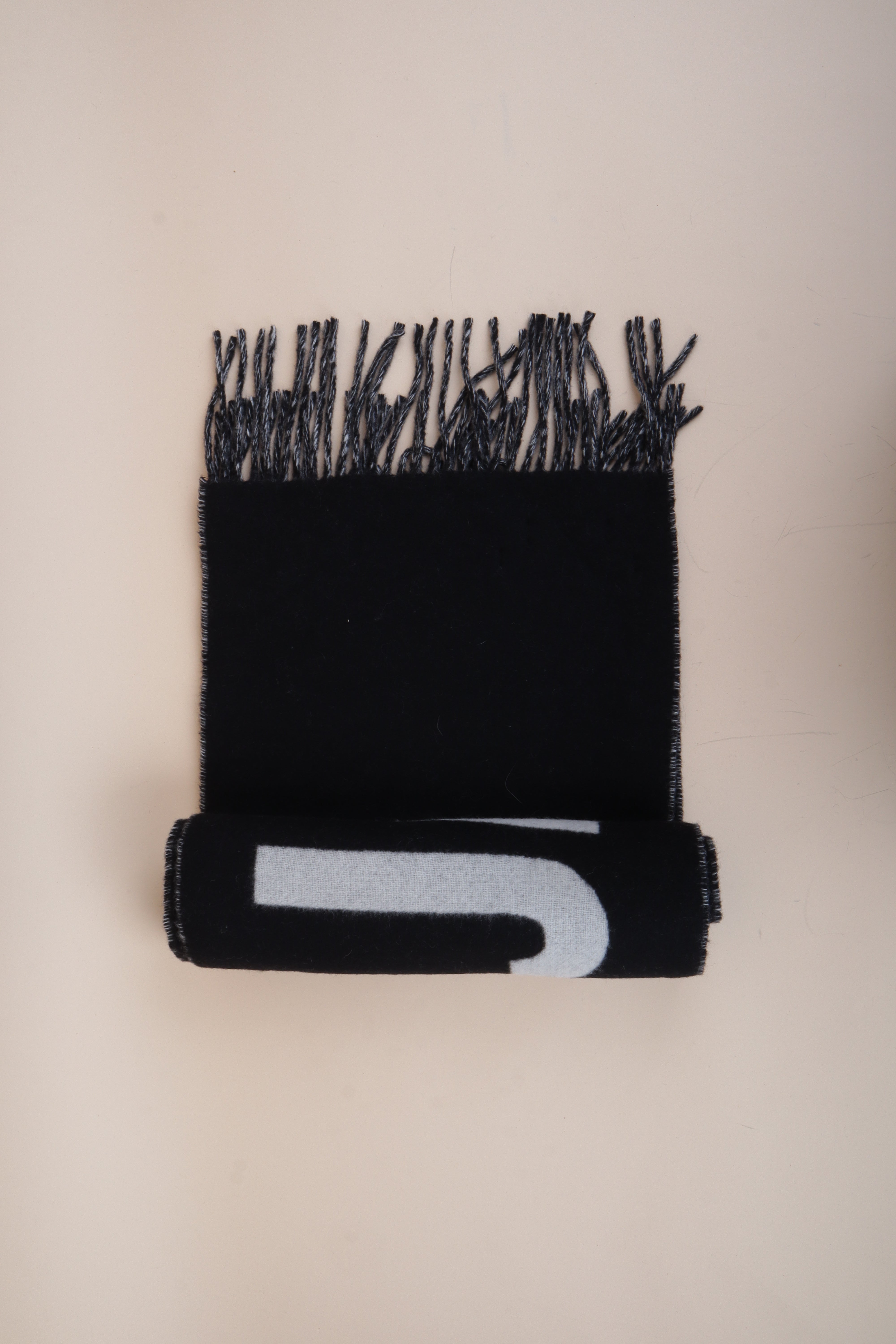 Jacquemus Bicolor Fringe Logo Wool Scarf