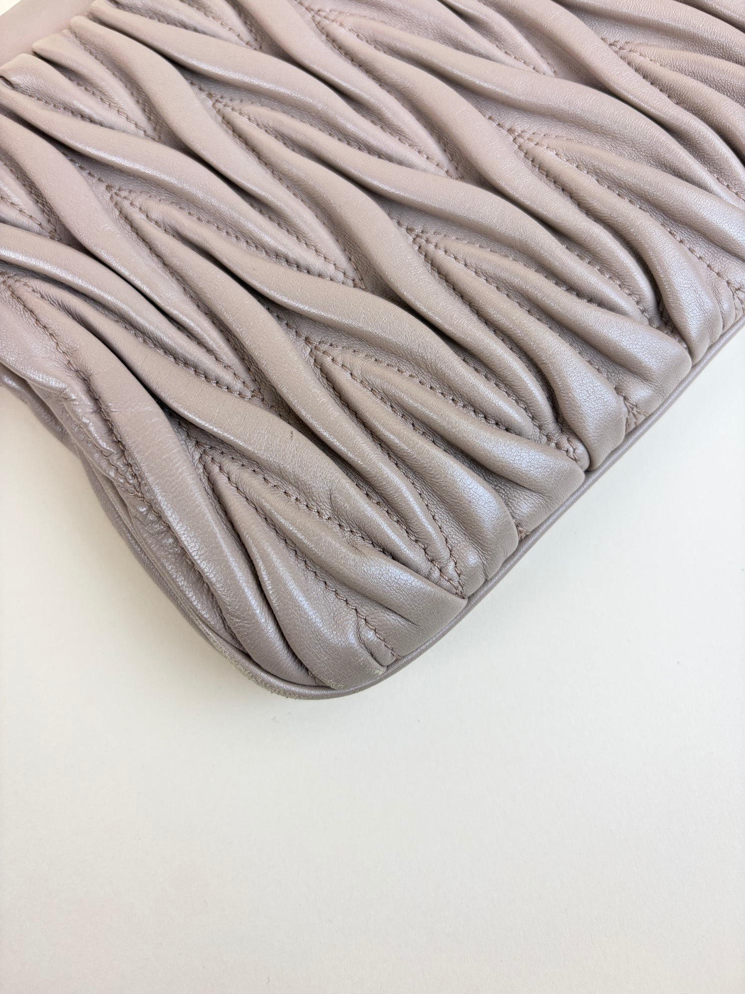 Miu Miu pink nude Matelasse Chain Clutch Bag