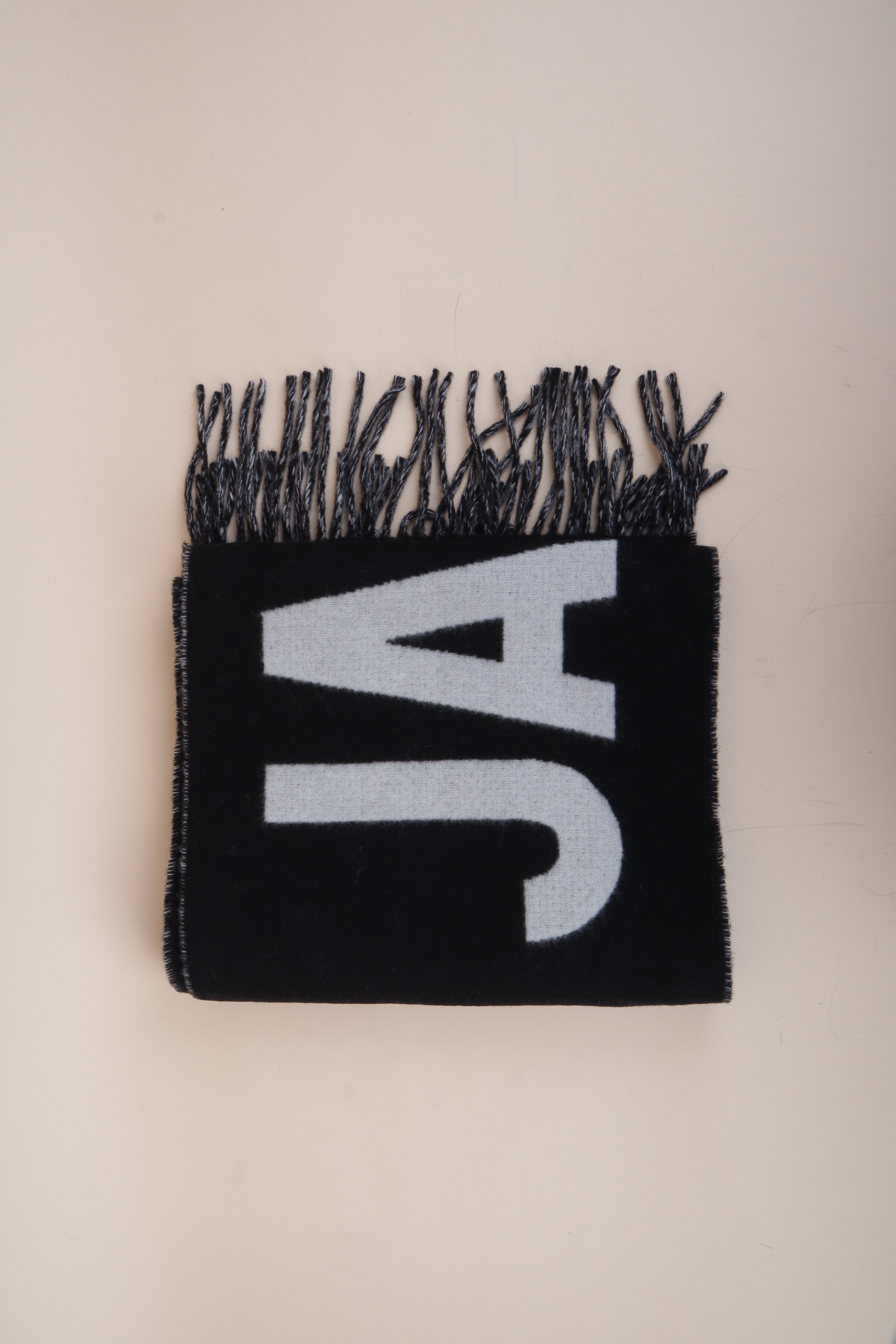 Jacquemus Bicolor Fringe Logo Wool Scarf