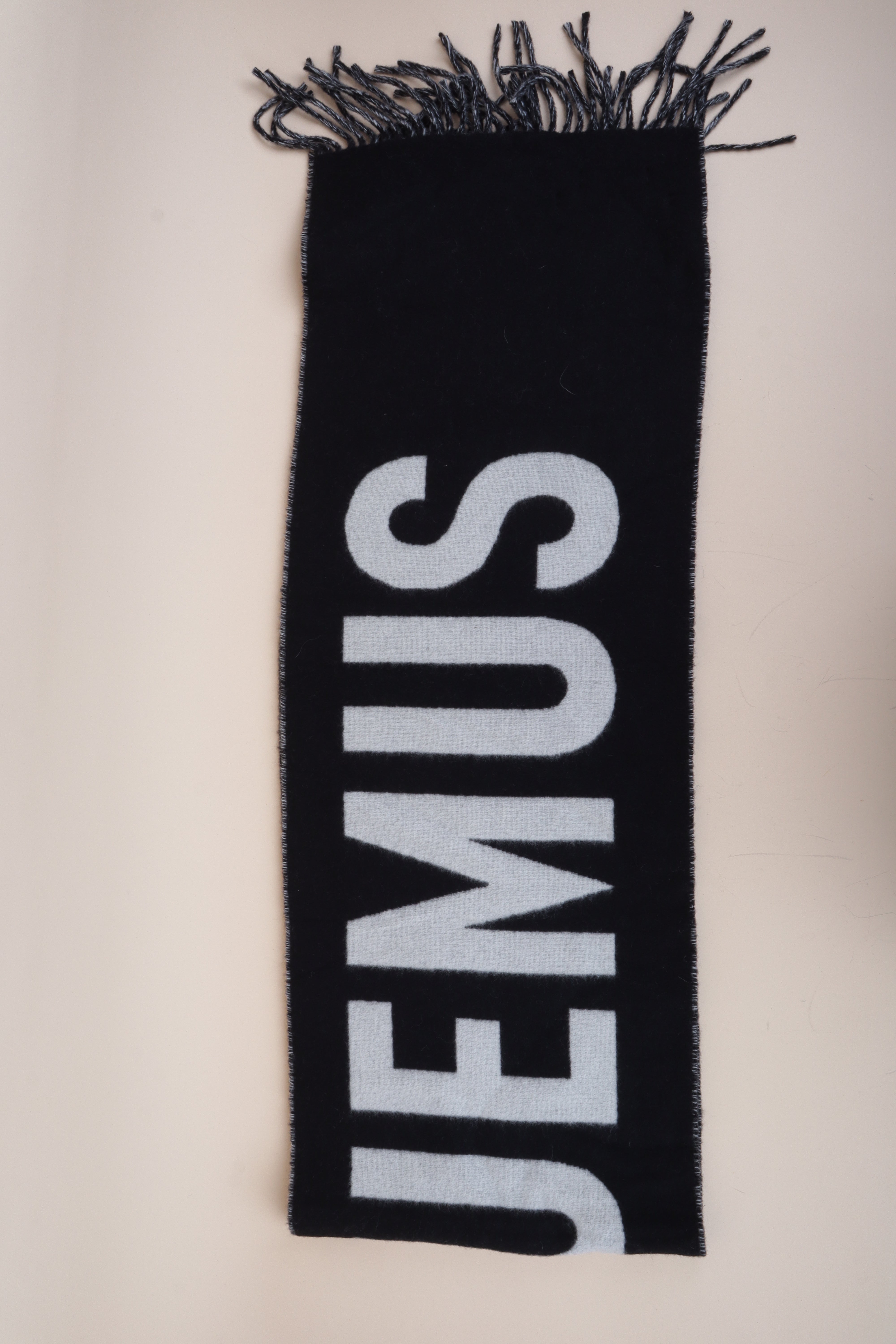 Jacquemus Bicolor Fringe Logo Wool Scarf