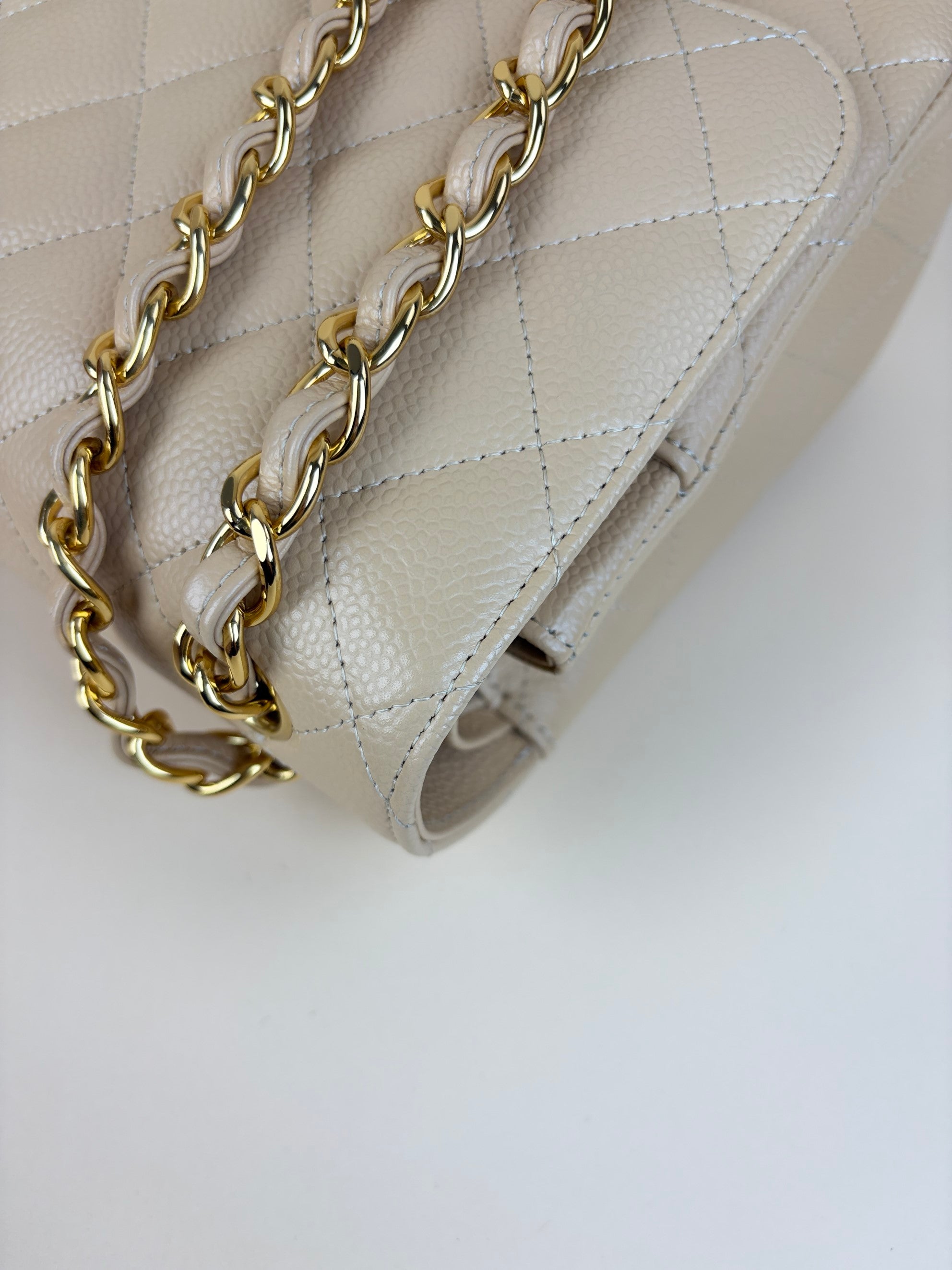 Chanel Beige Classic Double Flap jumbo Bag
