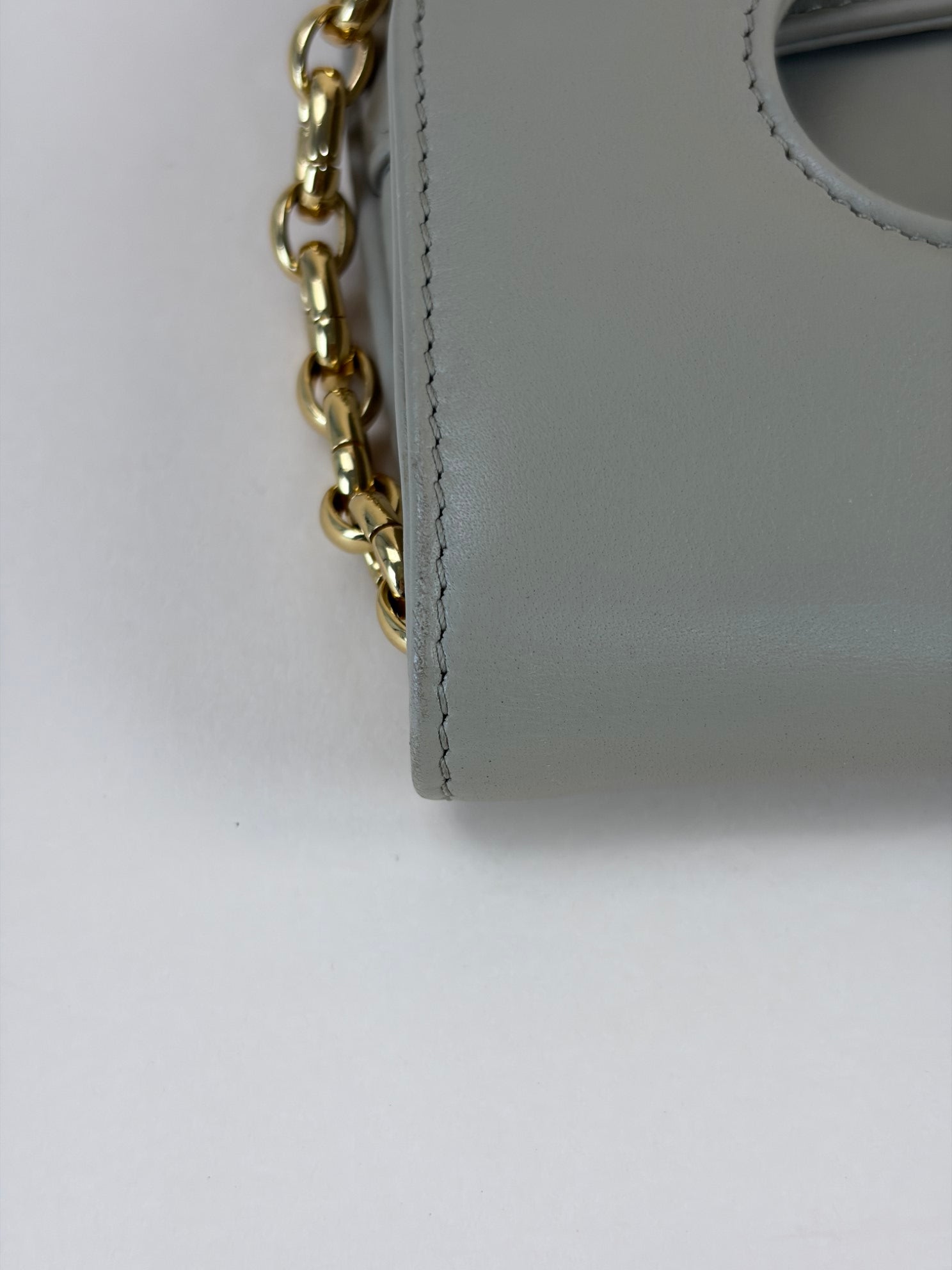 DIOR beige calfskin Dior double medium chain bag
