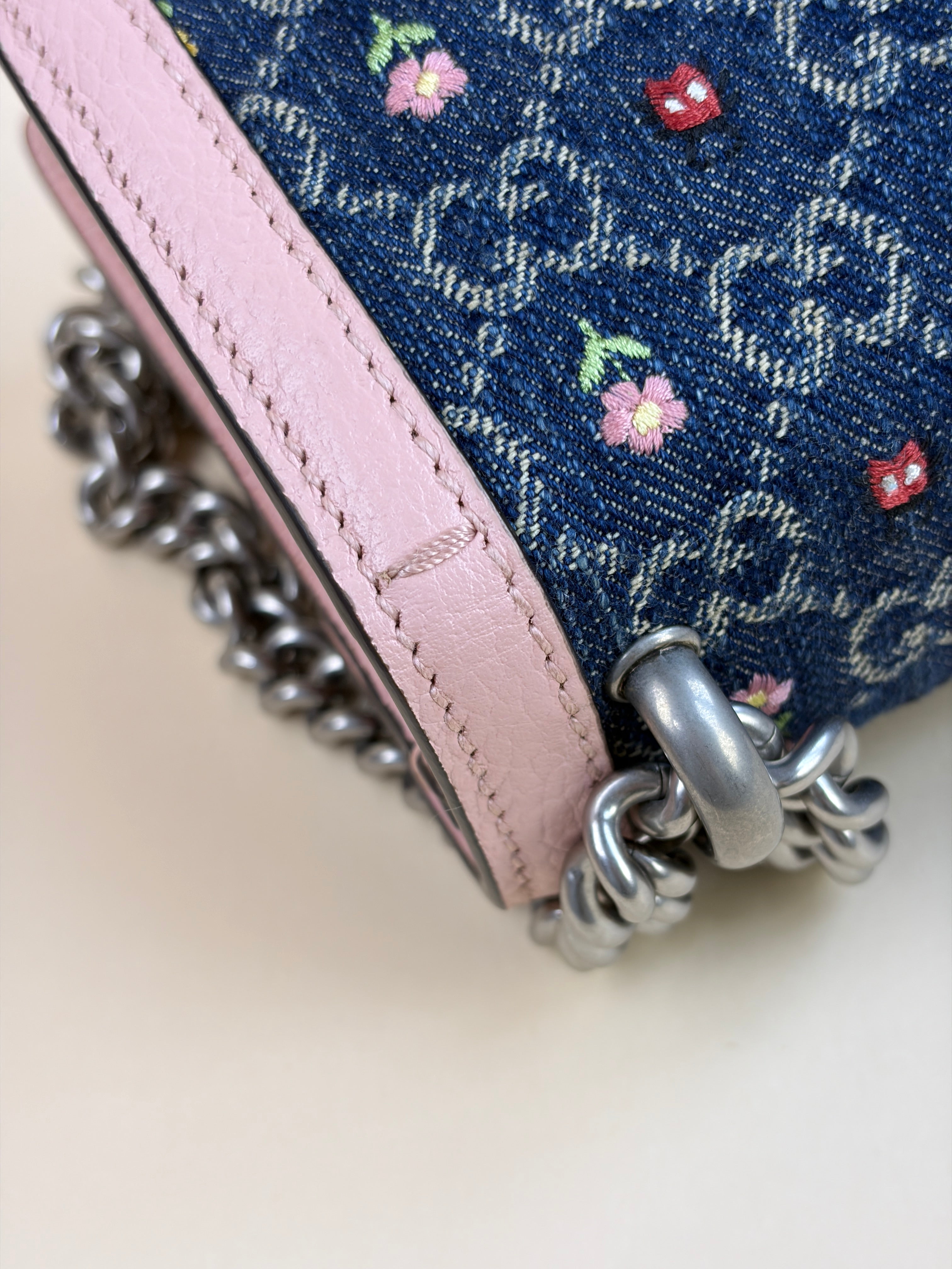 Gucci Bicolor Floral Embroidered Medium Dionysus Shoulder Bag