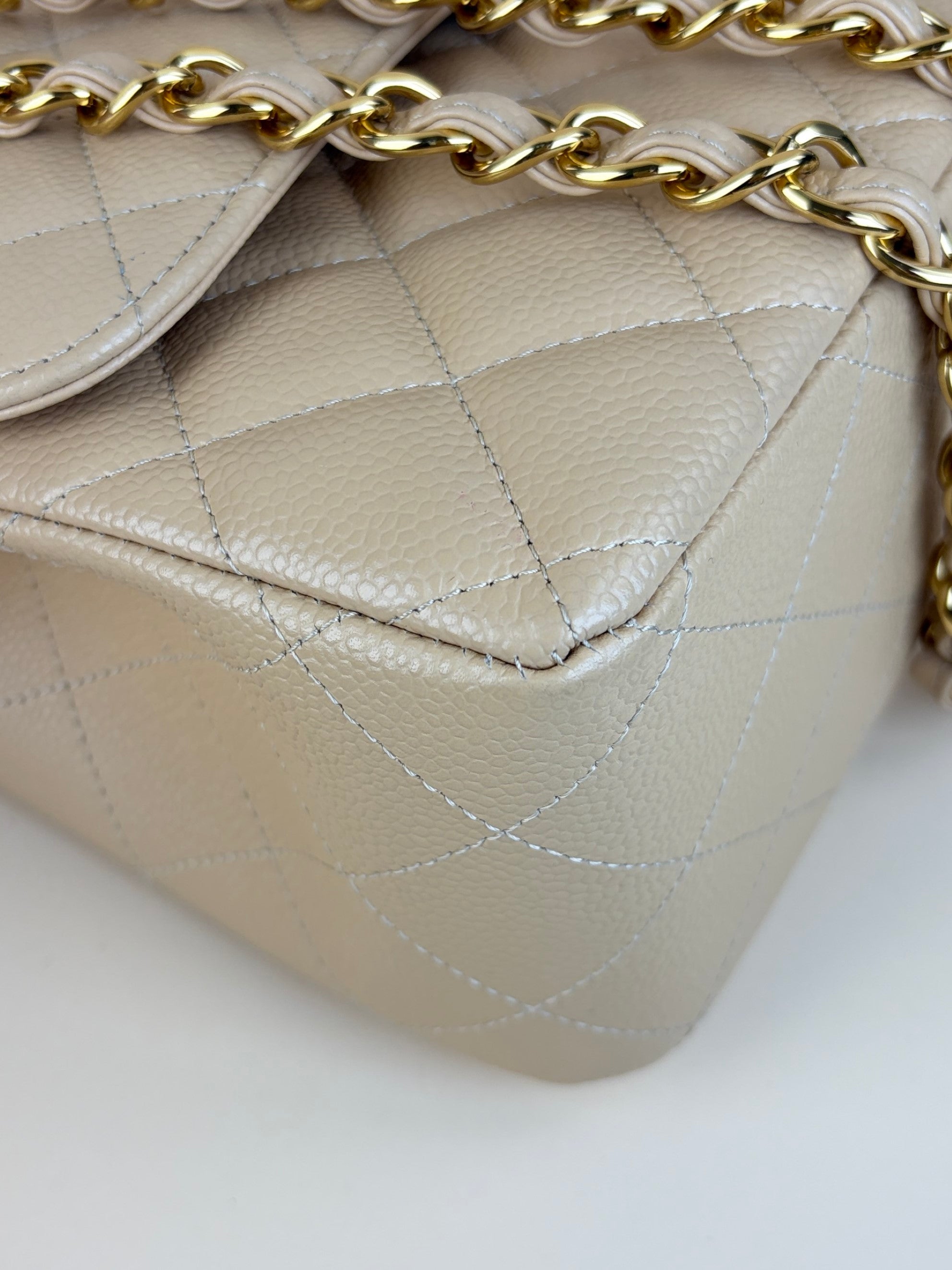 Chanel Beige Classic Double Flap jumbo Bag