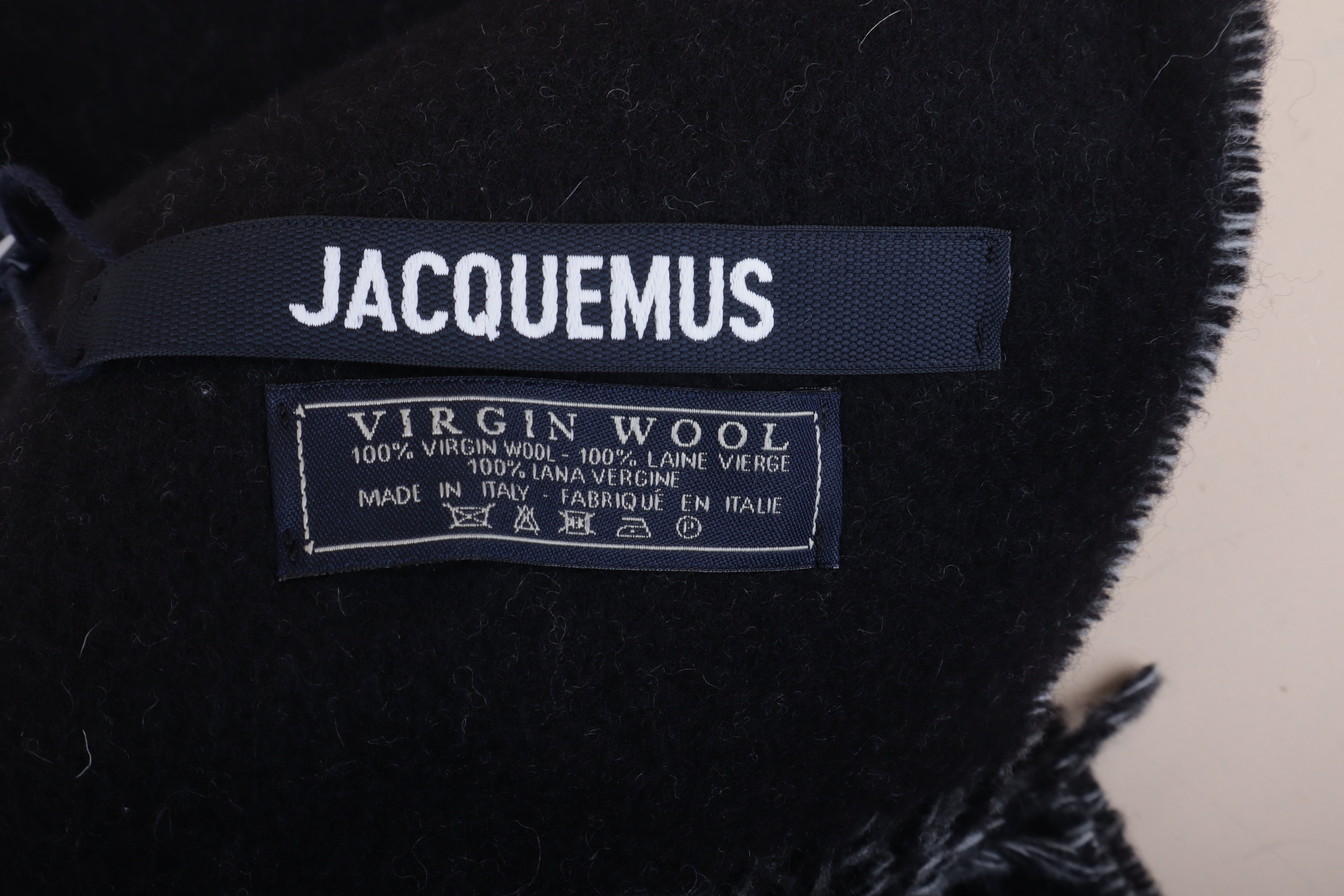 Jacquemus Bicolor Fringe Logo Wool Scarf