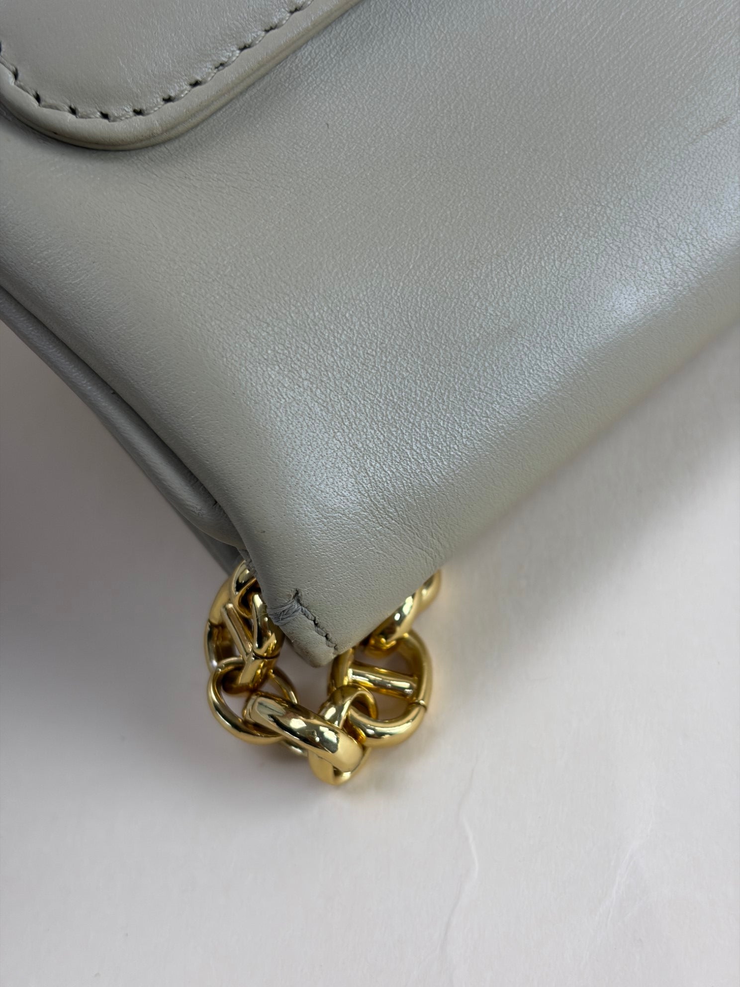 DIOR beige calfskin Dior double medium chain bag