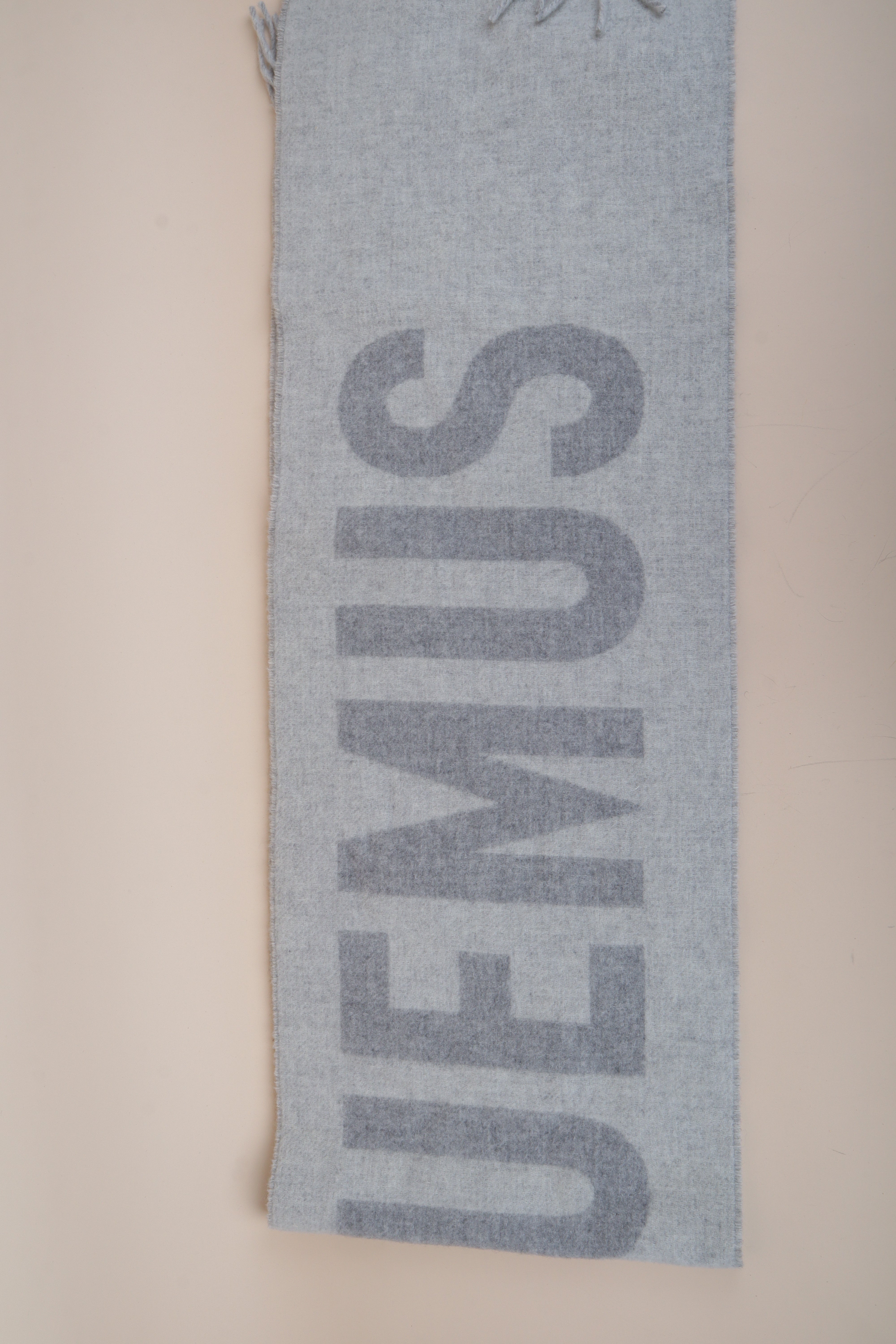 Jacquemus Grey Fringe Wool Scarf