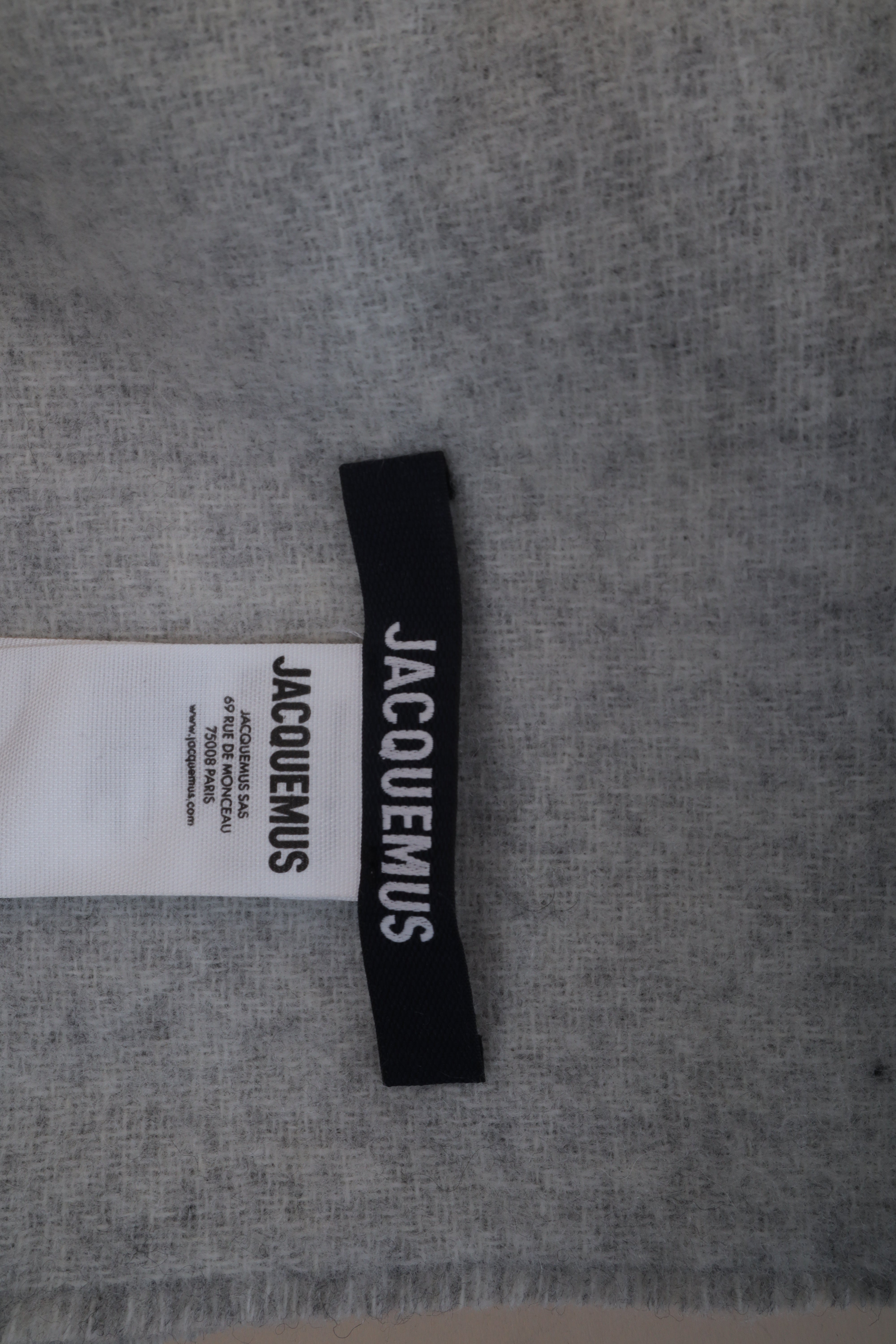 Jacquemus Grey Fringe Wool Scarf