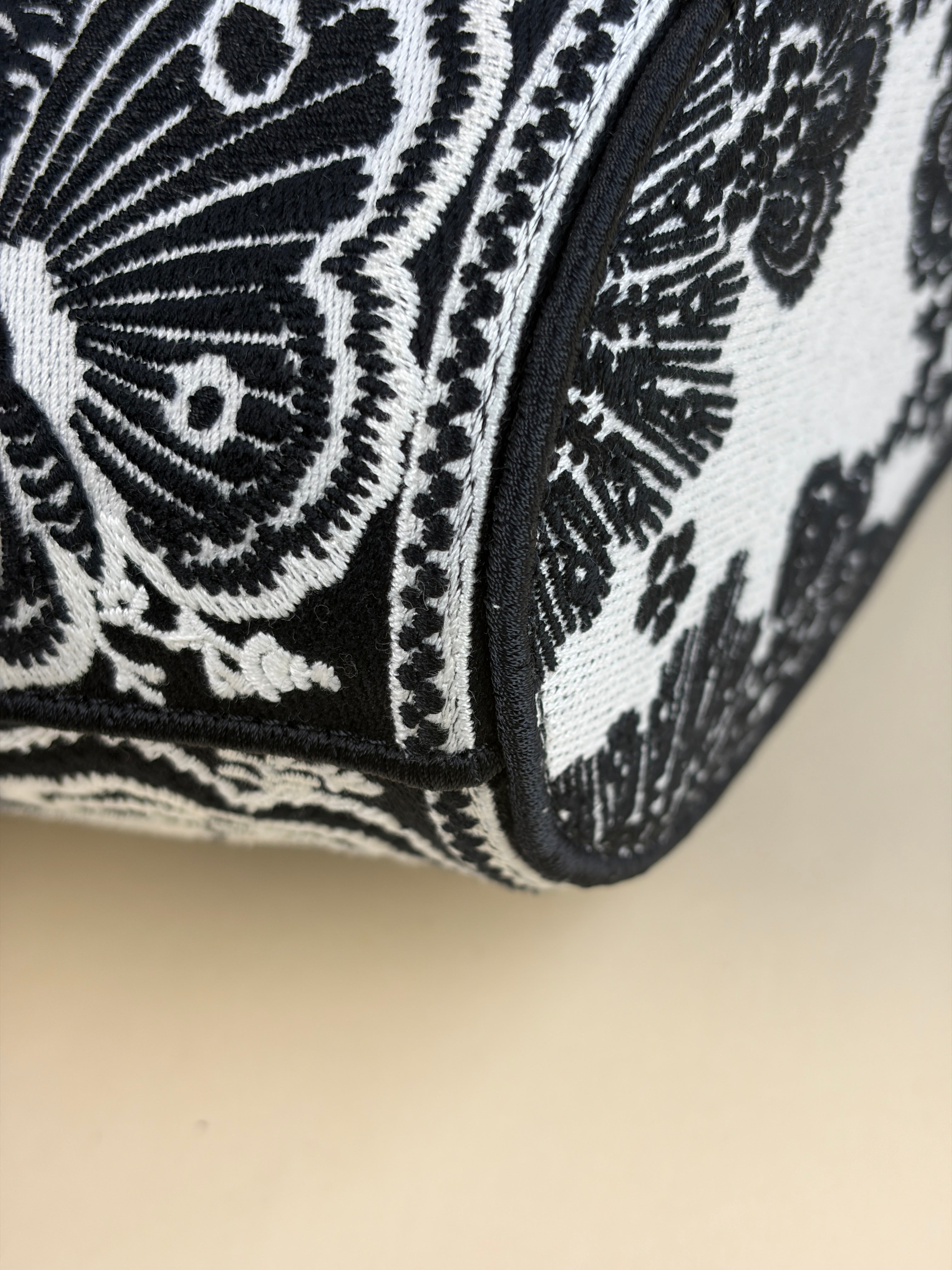 Christian Dior Bicolor Embroidered Butterfly Bandana Print Hat Basket Bag