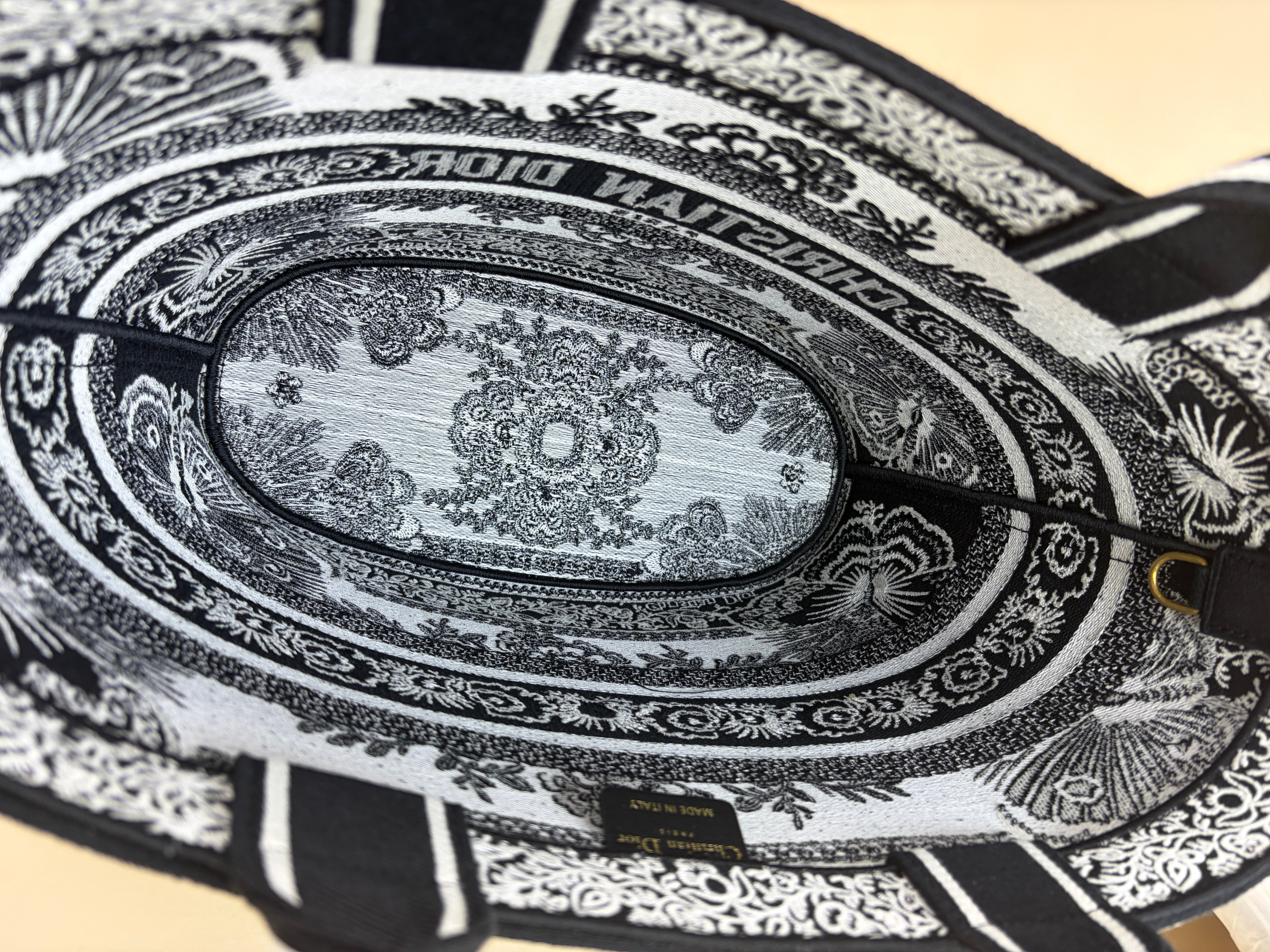 Christian Dior Bicolor Embroidered Butterfly Bandana Print Hat Basket Bag