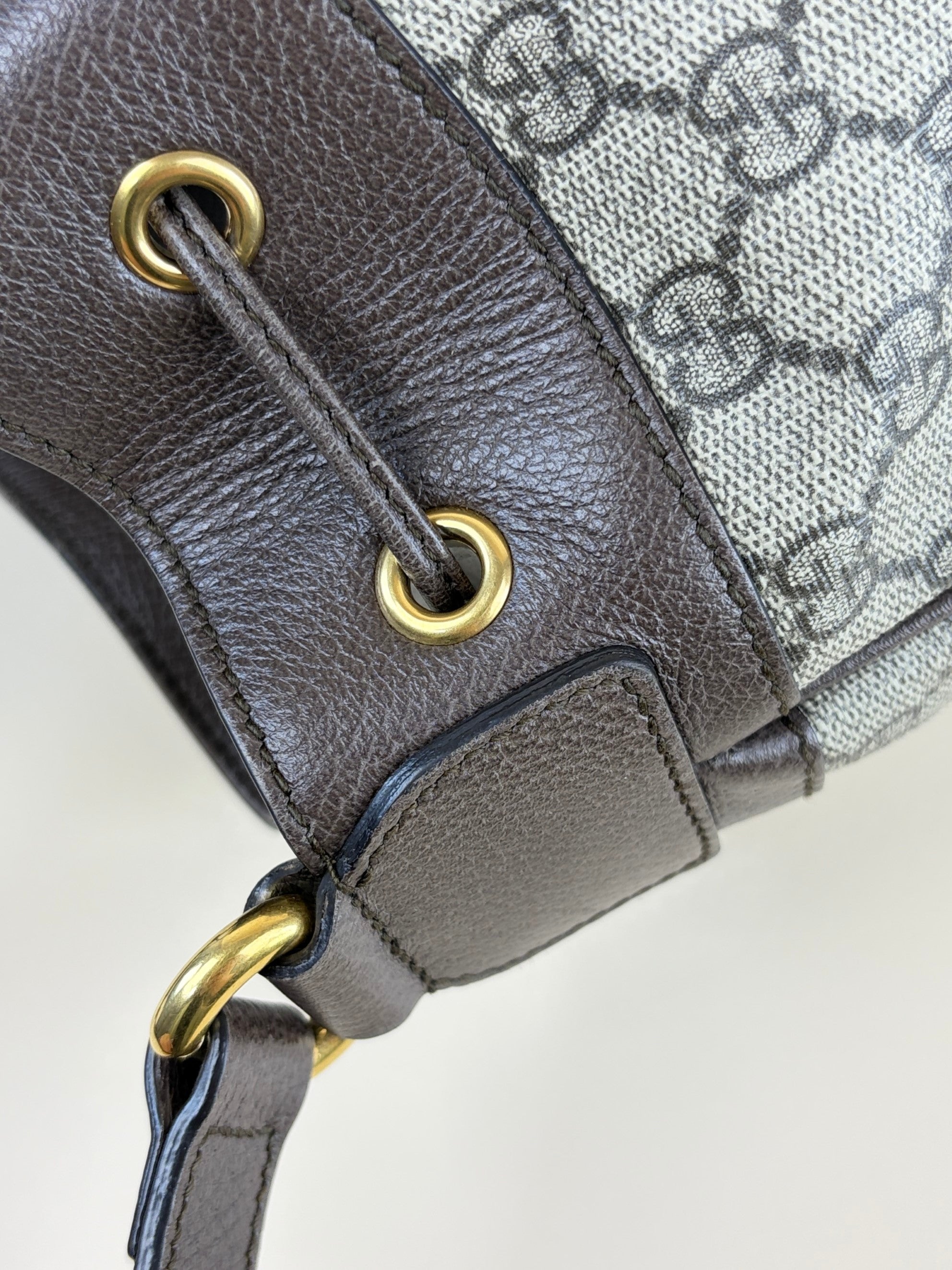 Gucci Bicolor GG Supreme Monogram Web Ophidia Bucket Bag