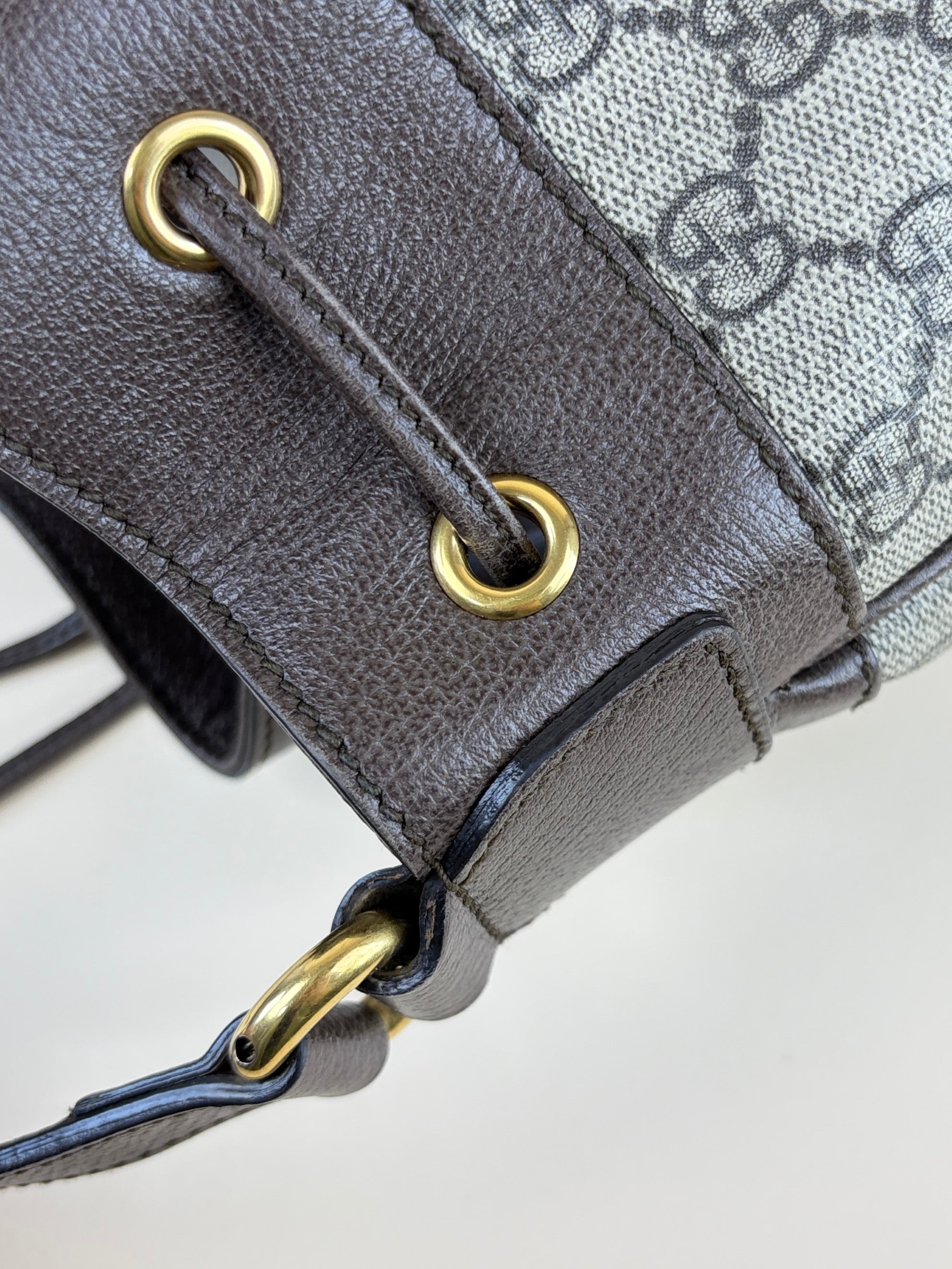 Gucci Bicolor GG Supreme Monogram Web Ophidia Bucket Bag
