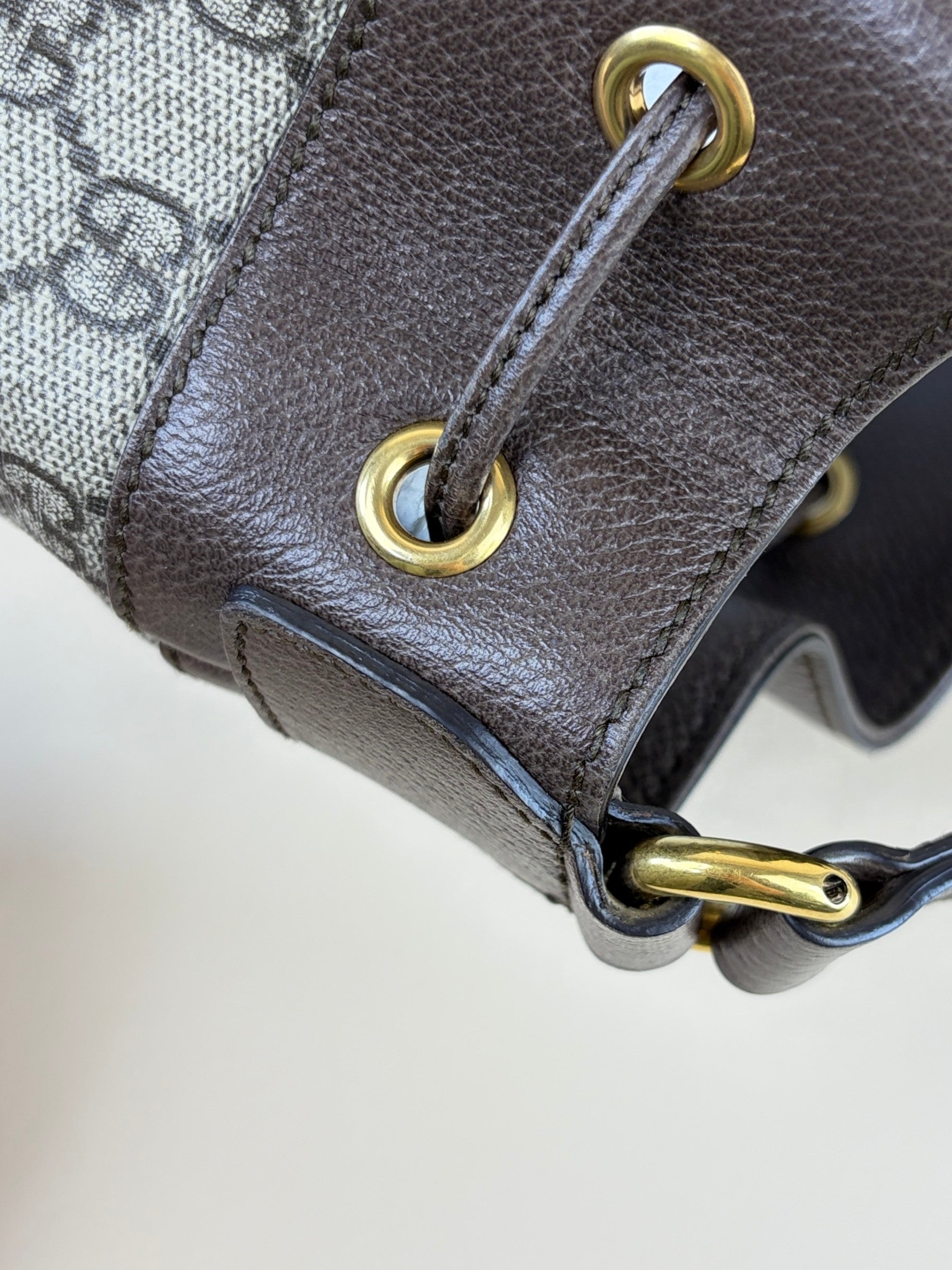 Gucci Bicolor GG Supreme Monogram Web Ophidia Bucket Bag