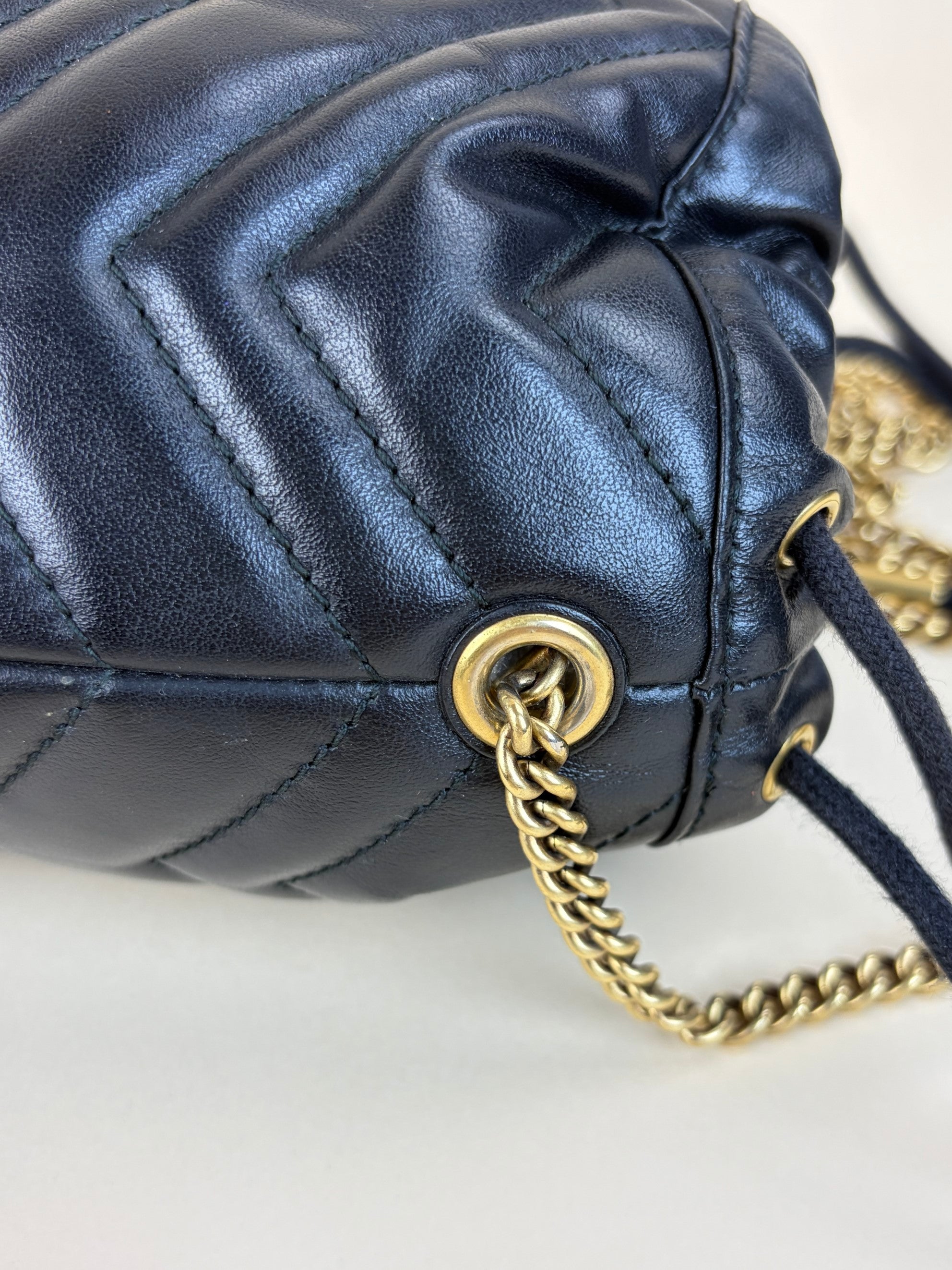 Gucci Black GG Marmont Mini Bucket Bag