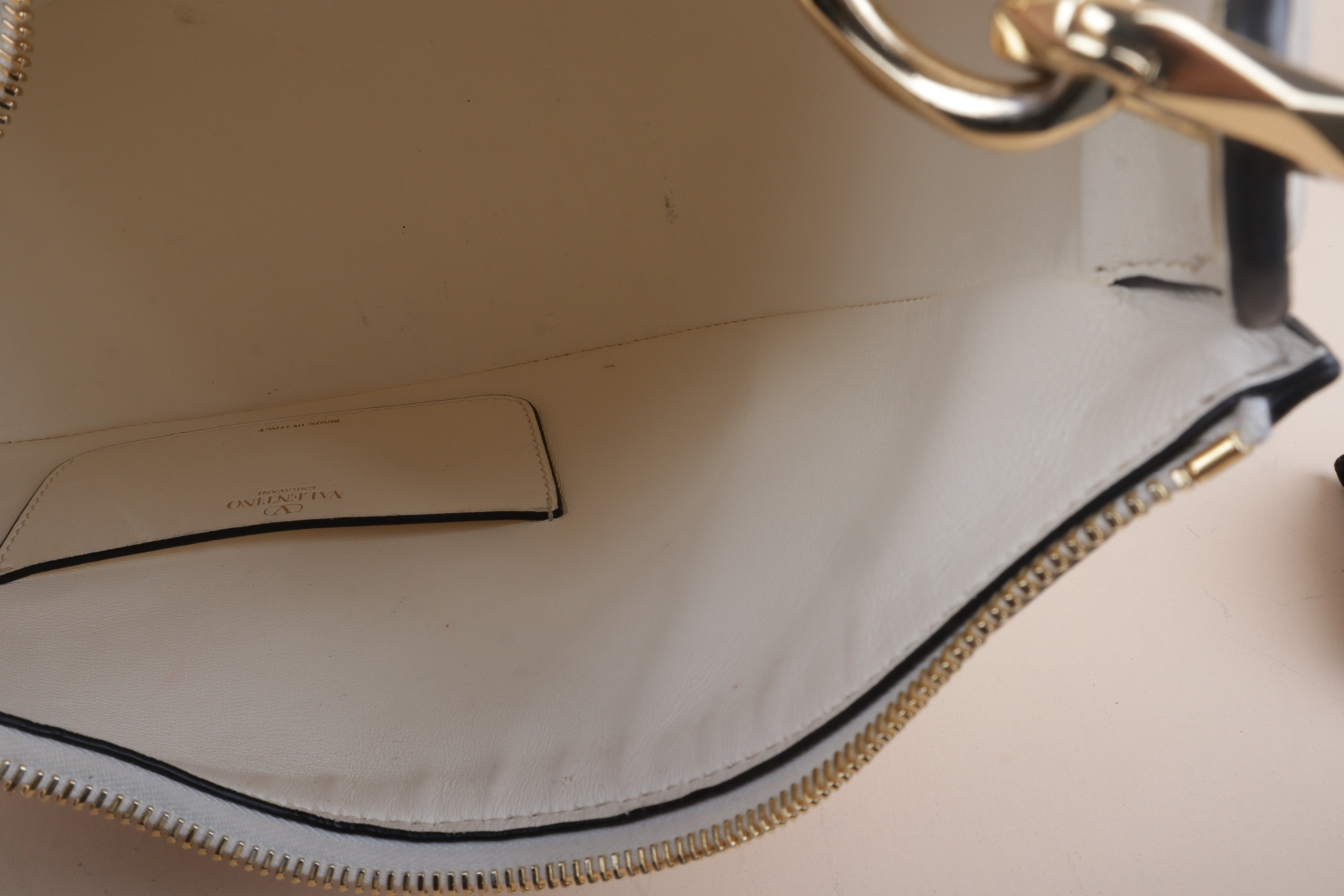 Valentino White Vlogo Moon Hobo Bag