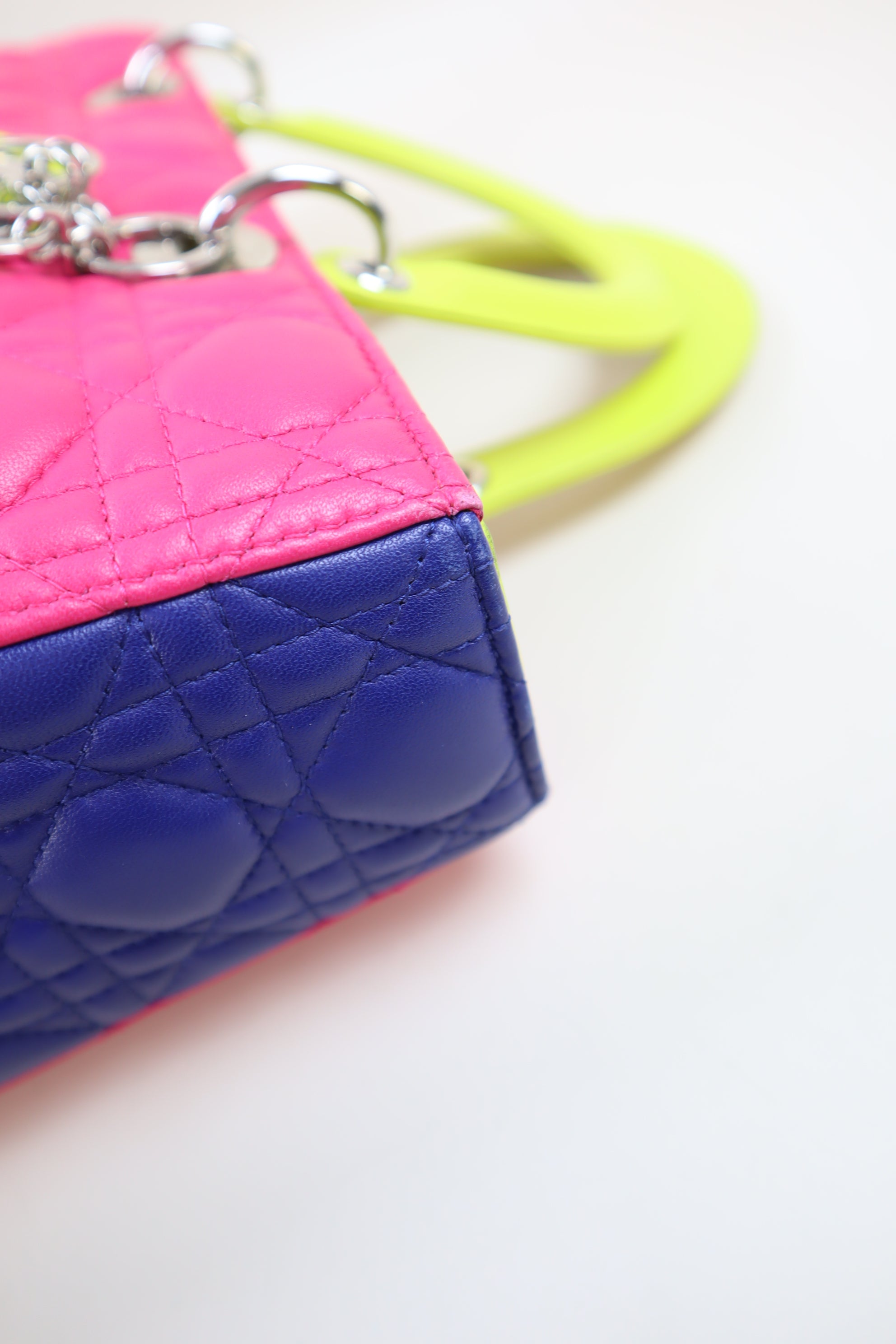 Christian Dior Tricolor Cannage Lady Dior Large with Strap