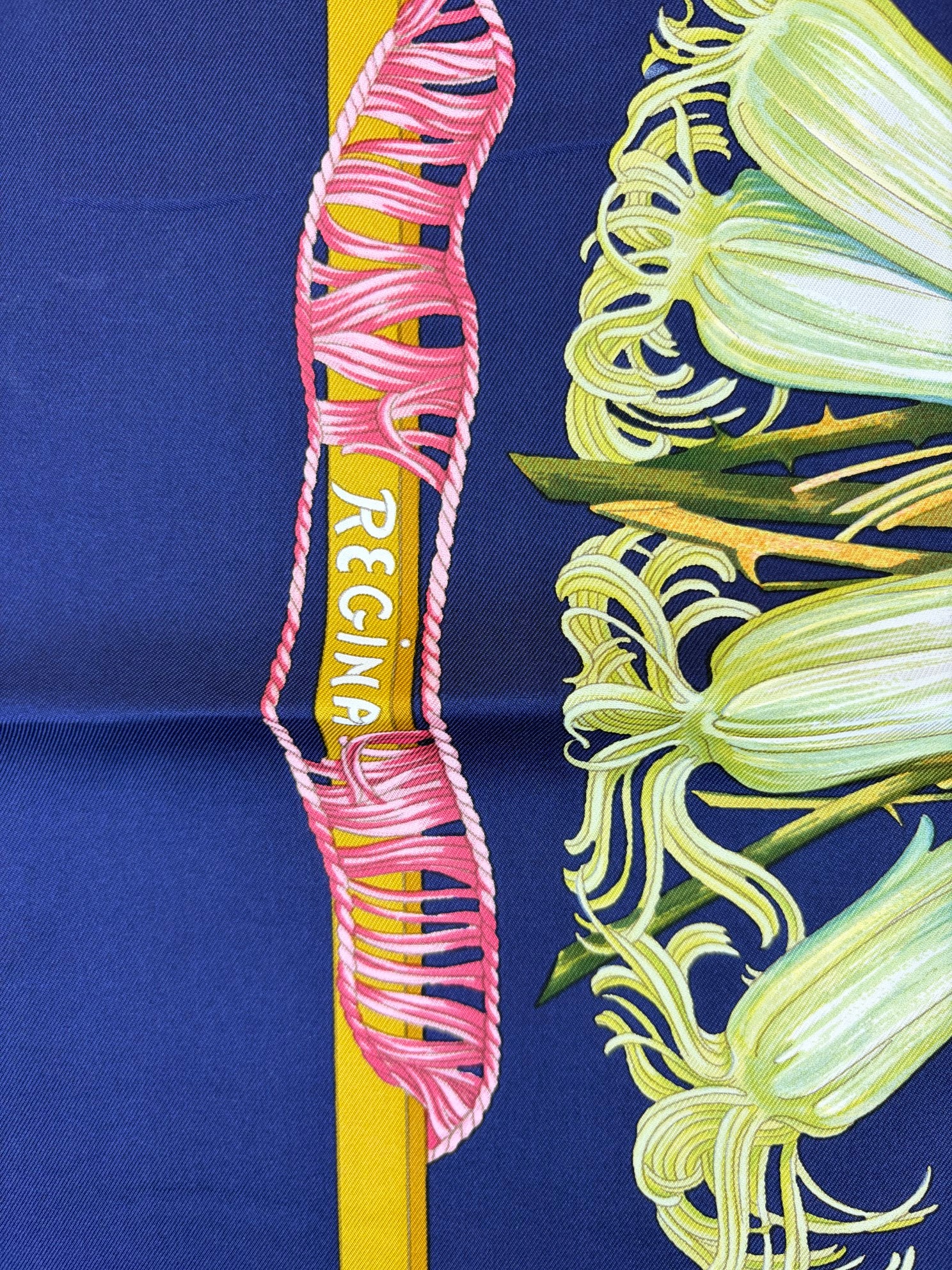 Hermes blue floral regina 1997 square silk scarf