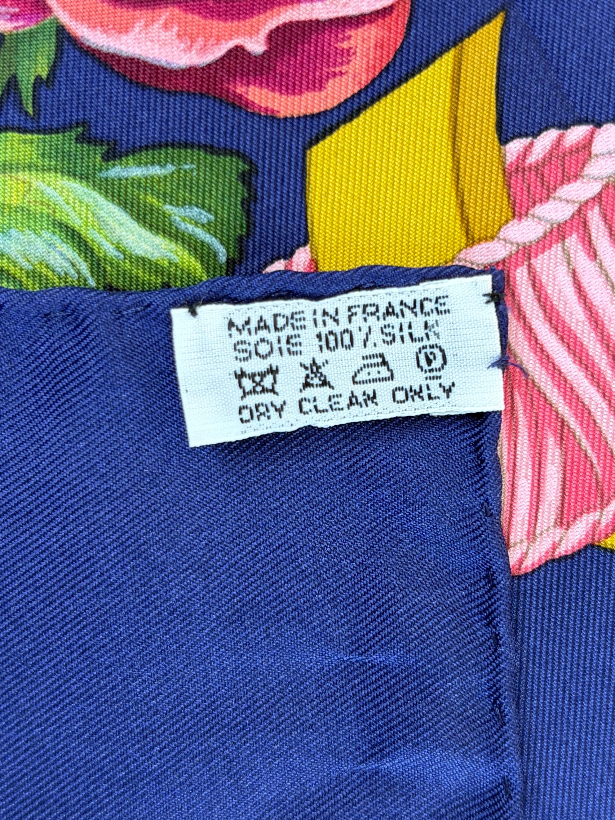 Hermes blue floral regina 1997 square silk scarf