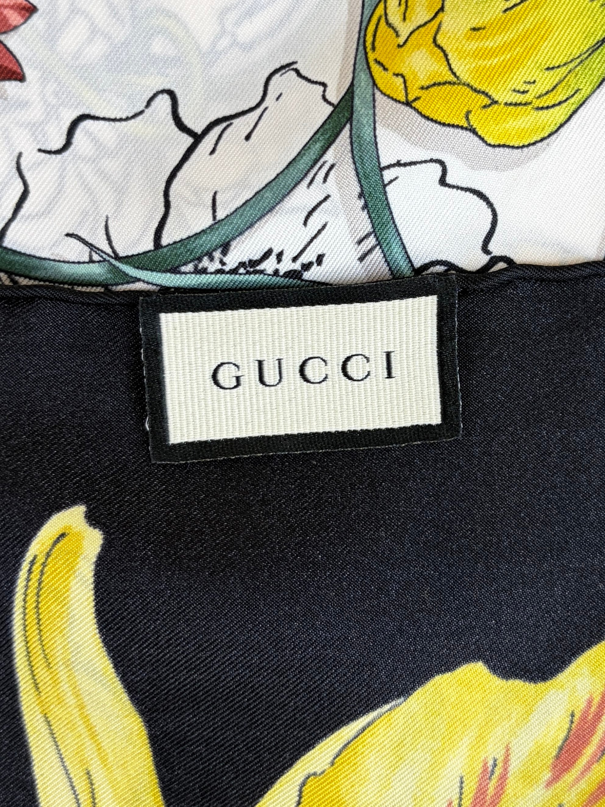 Gucci white/black flora Chrissy silk