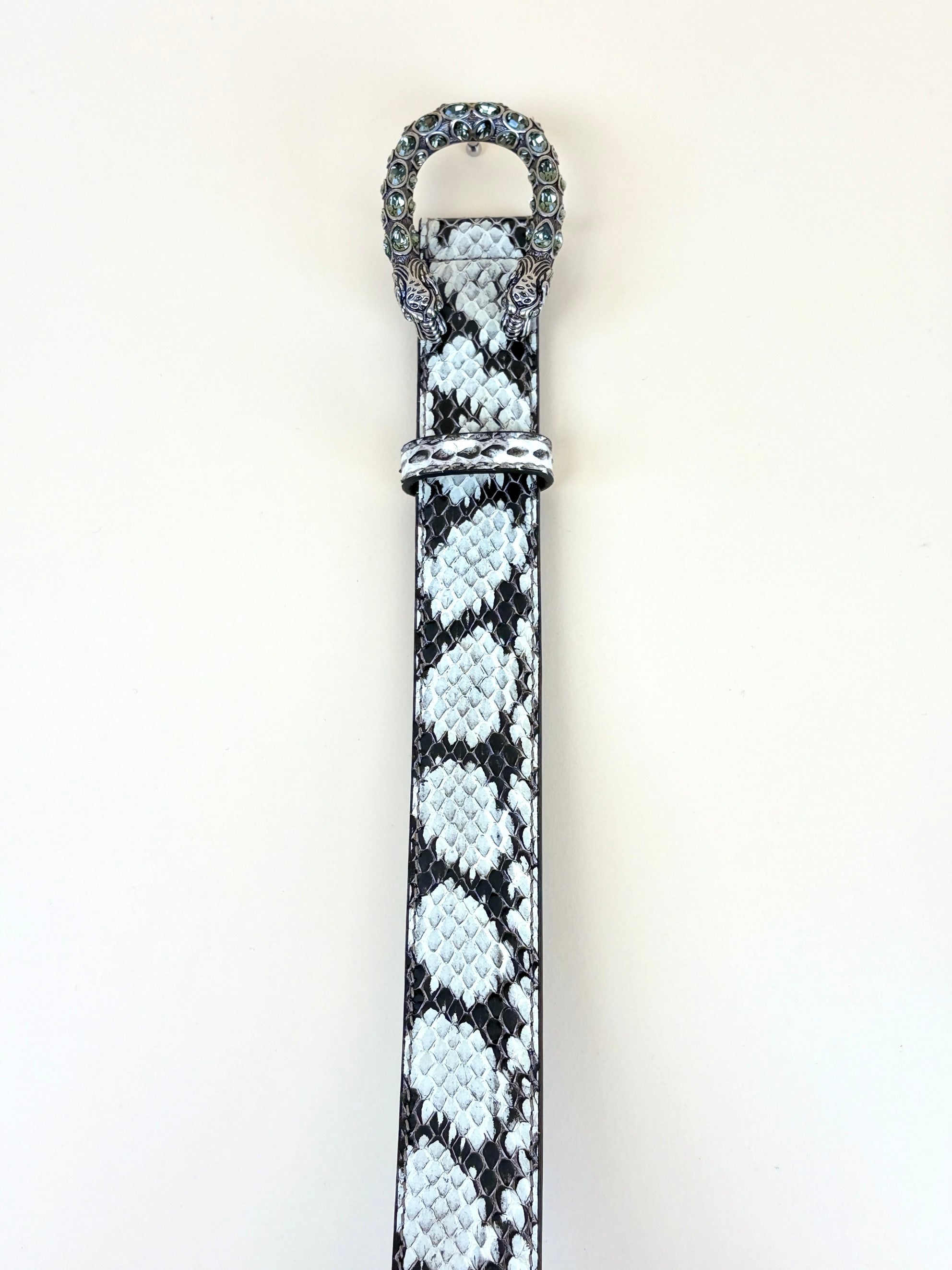 Gucci snakeskin belt with crystal Dionysus buckle