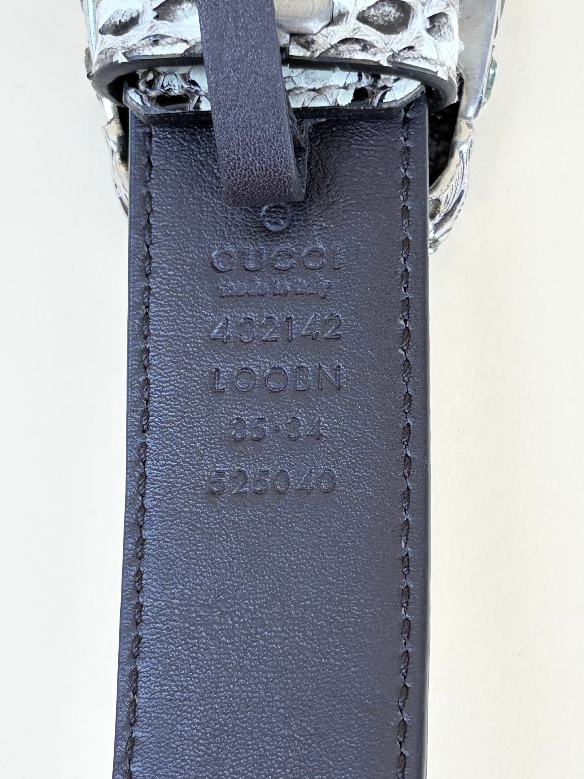 Gucci snakeskin belt with crystal Dionysus buckle