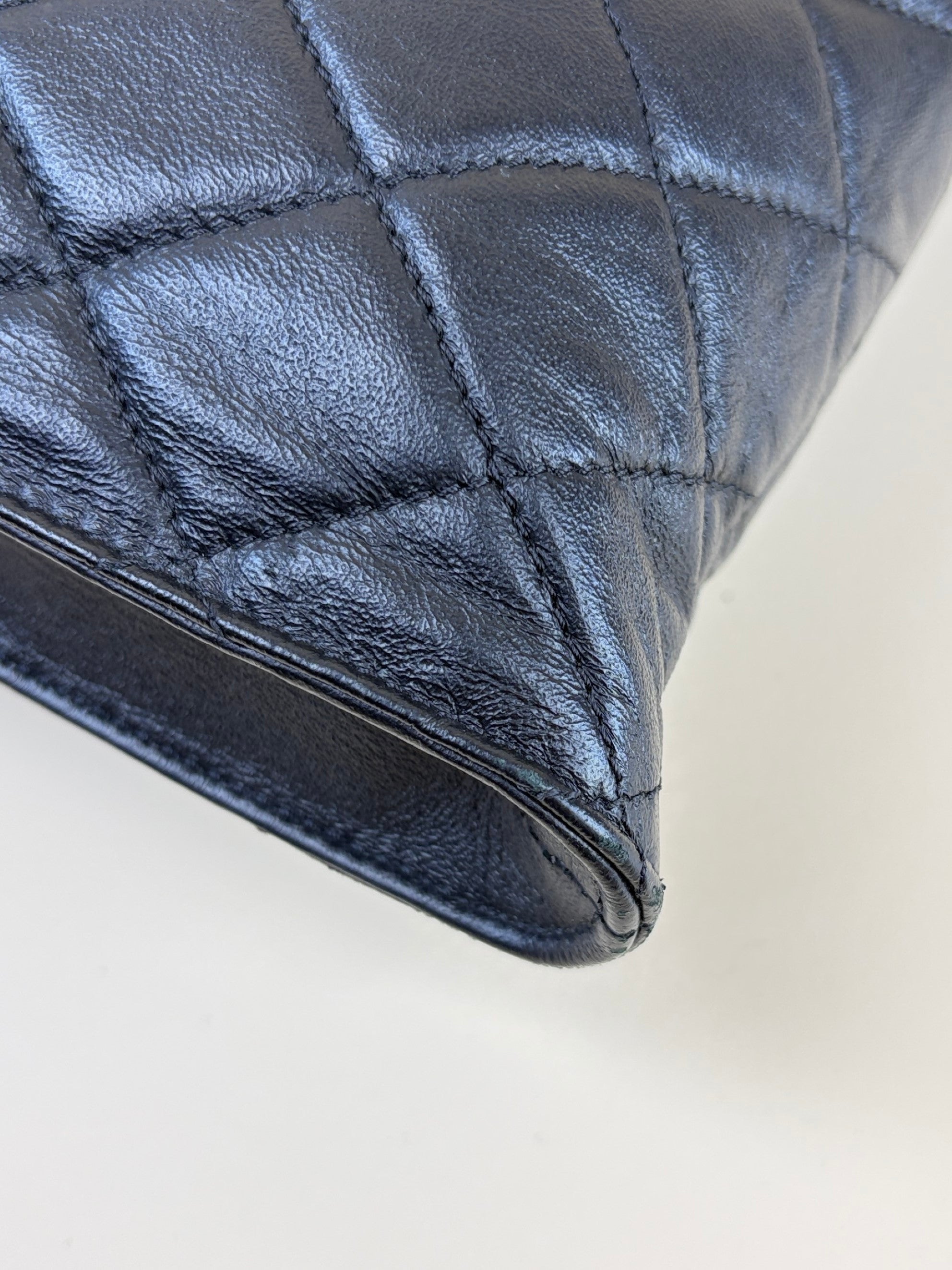 Chanel Black calfskin flap portfolio clutch